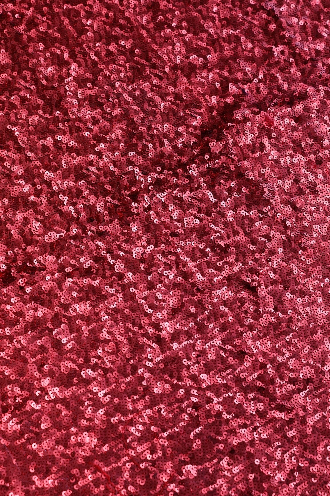 1 Meter Cut Piece Of Exclusive All Over Sequins Embroidery On Red Viscose Georgette Fabric - doeraa