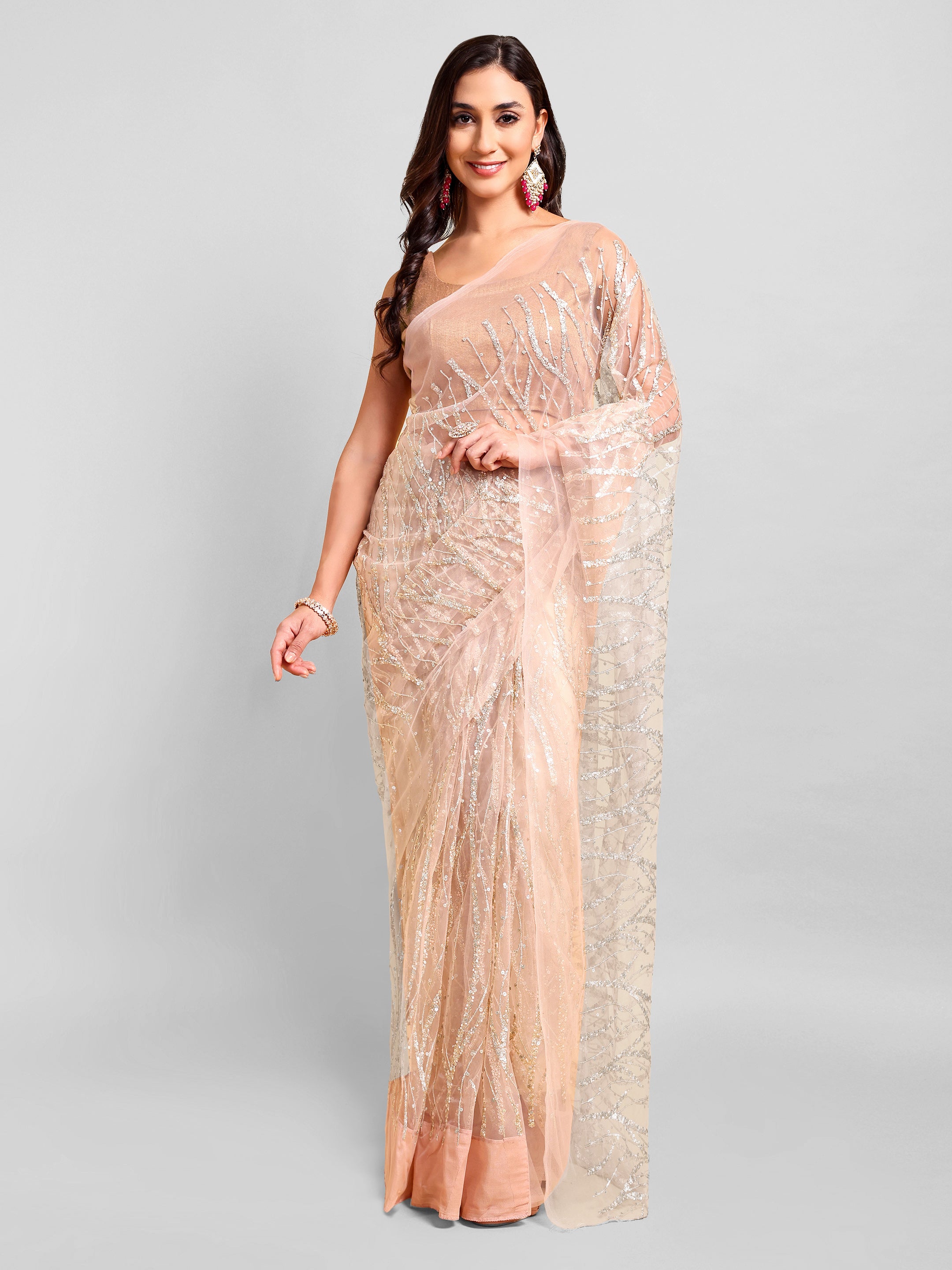 Peach Saree Set (2 Piece)