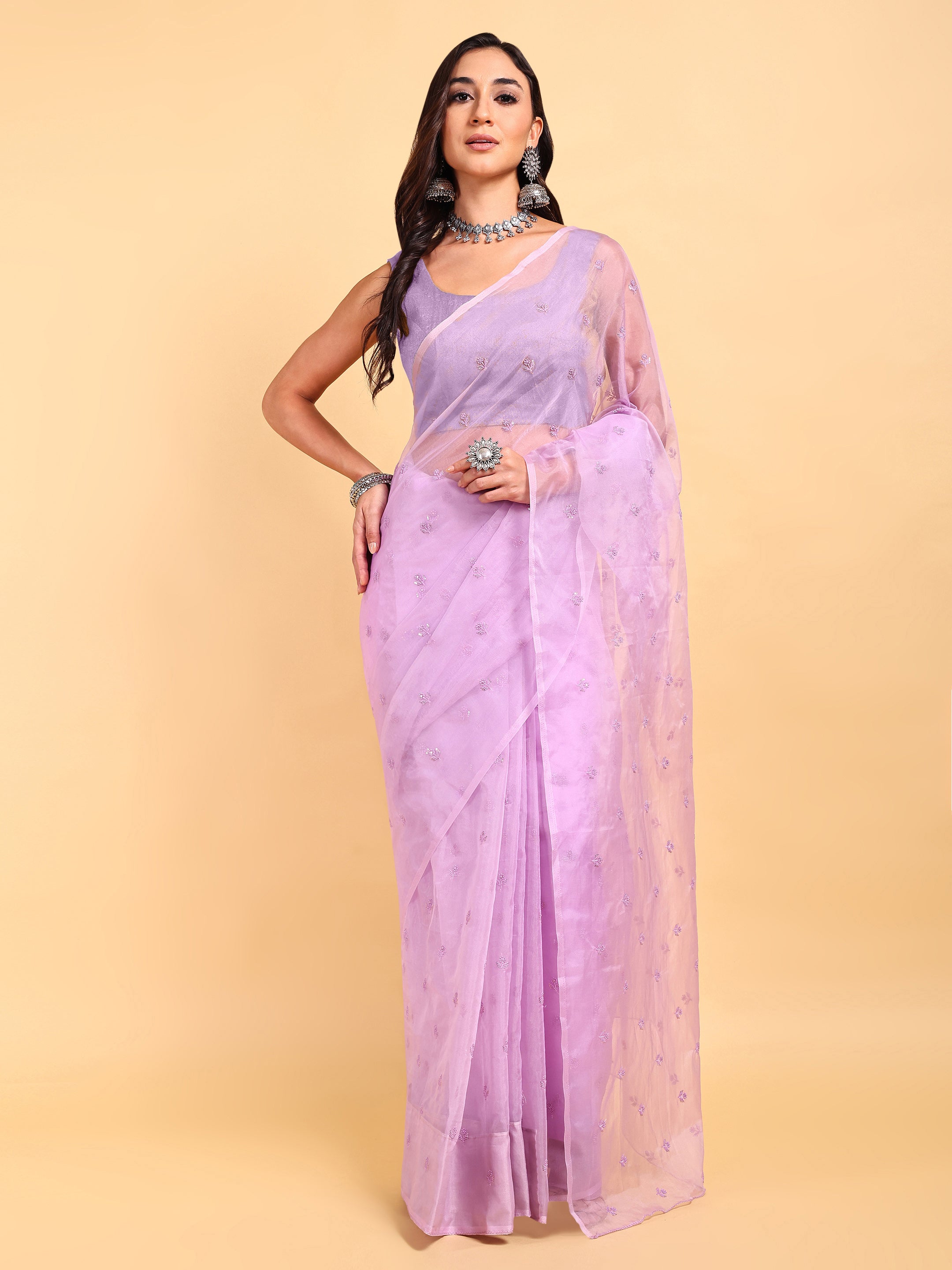 Lavender Saree Set (2 Piece)