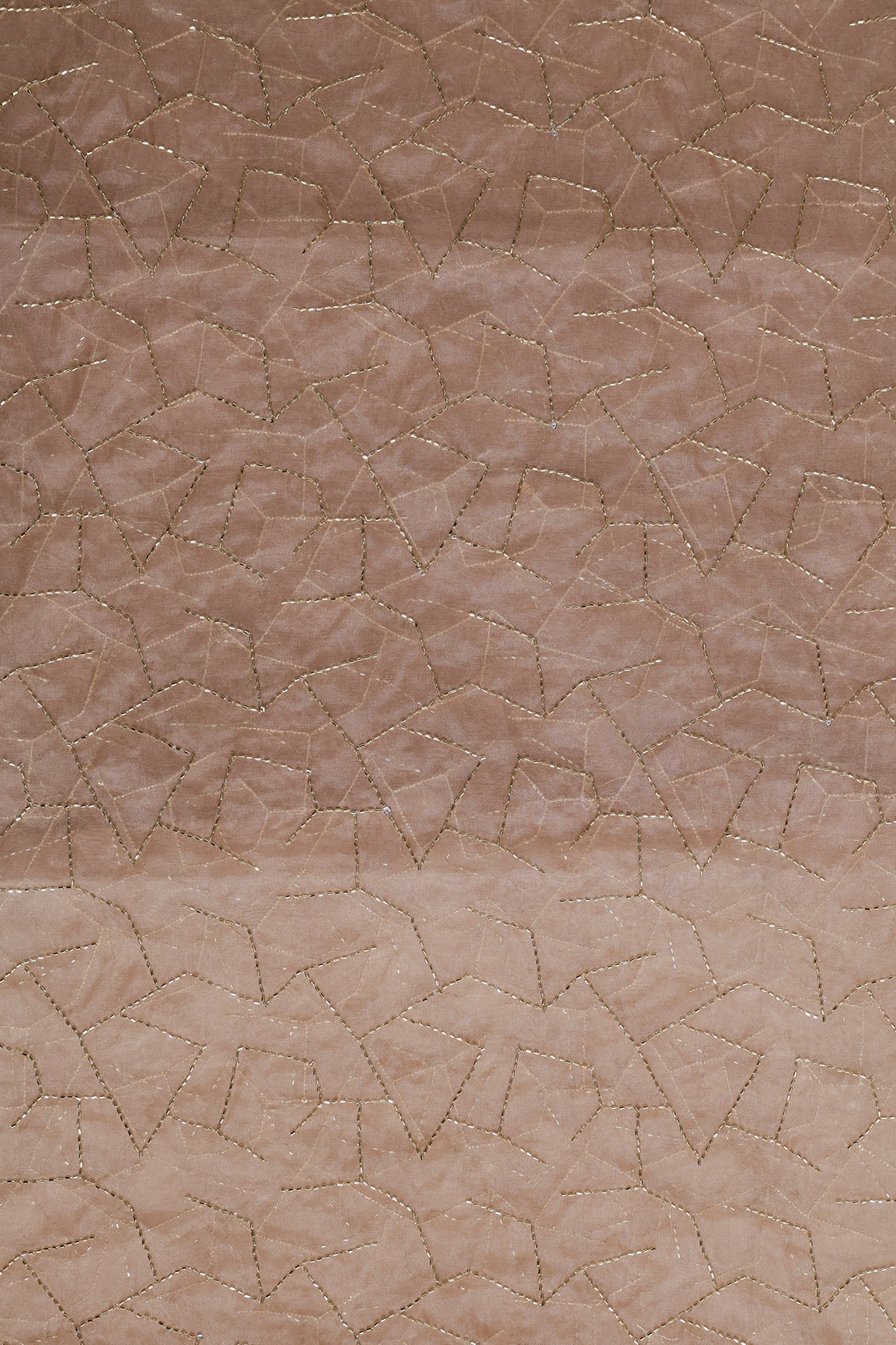 2 Meter Cut Piece Of Cut Dana Beads Appealing Abstract Embroidery On Beige Organza Fabric - doeraa