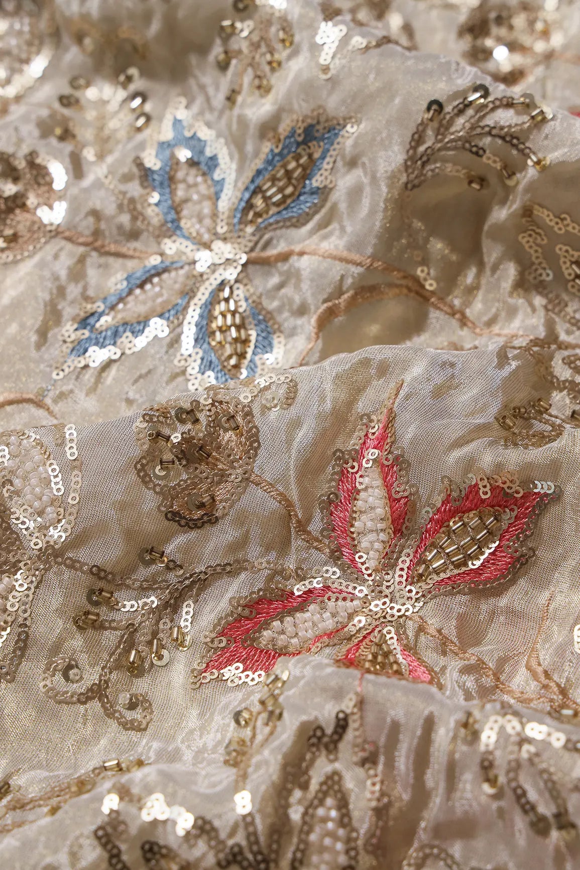 Floral Embroidery On Dyeable Viscose Zari Unstitched Lehenga Set Fabric (3 Piece)