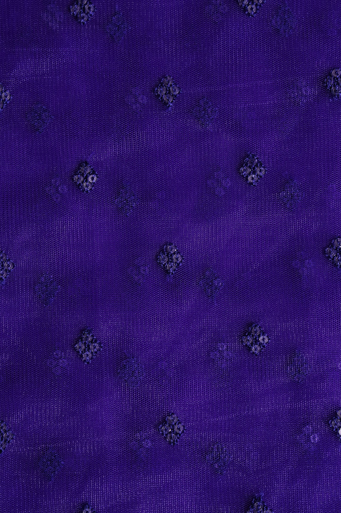 Small Motif Sequins Embroidery Work On Dark Purple Soft Net Fabric