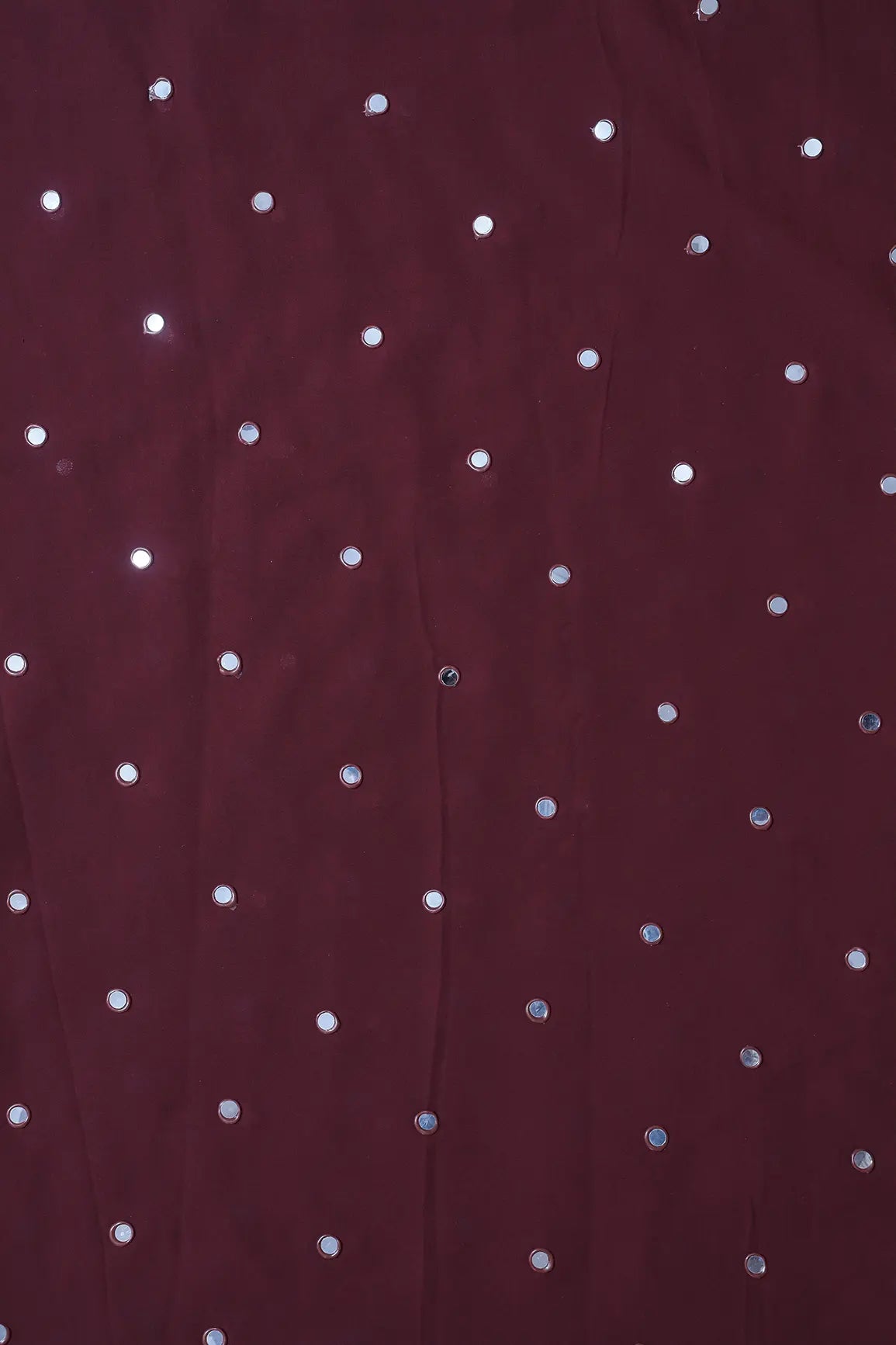 Beautiful Real Mirror Embroidery Work On Maroon Georgette Fabric