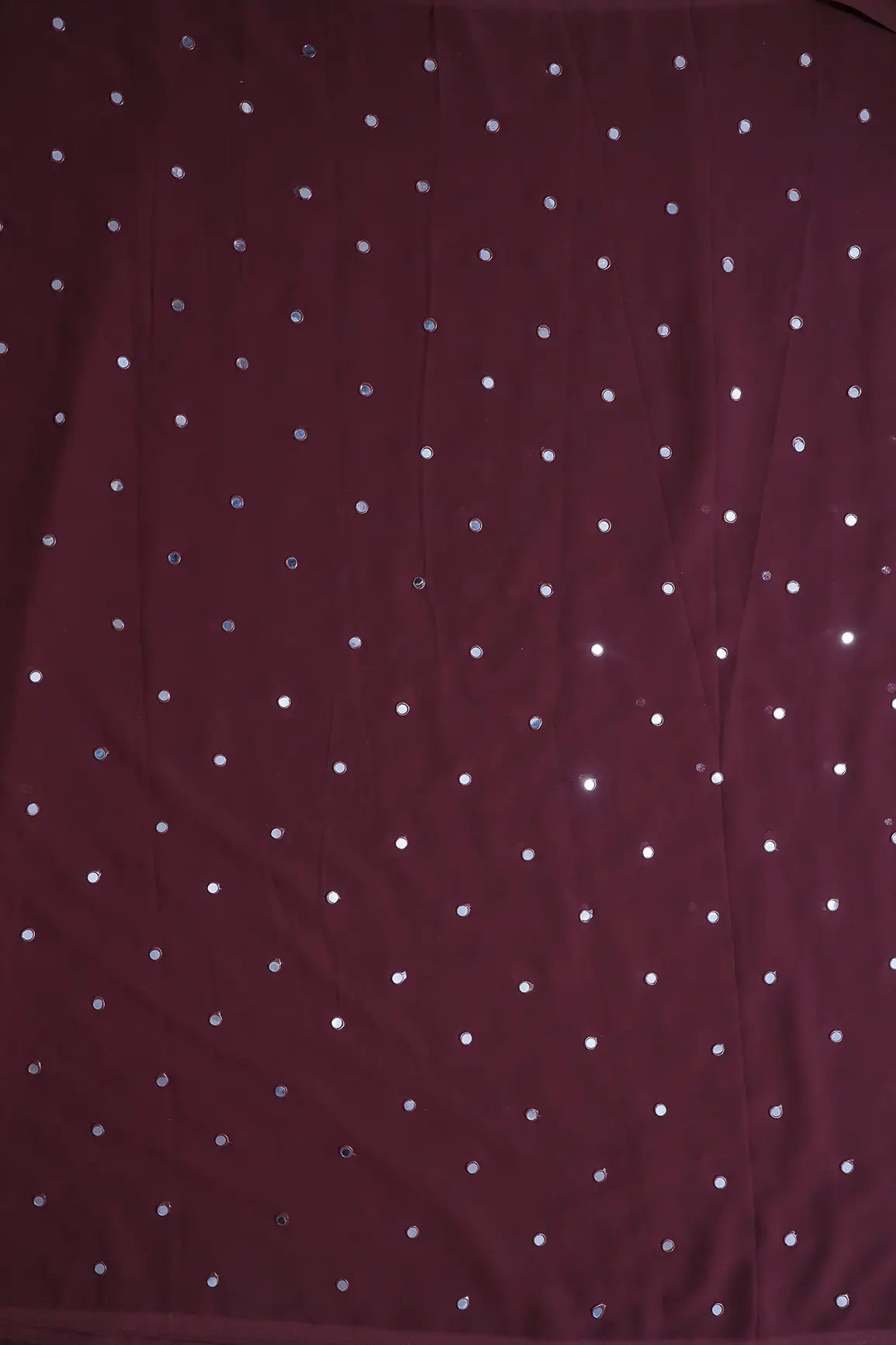 Beautiful Real Mirror Embroidery Work On Maroon Georgette Fabric