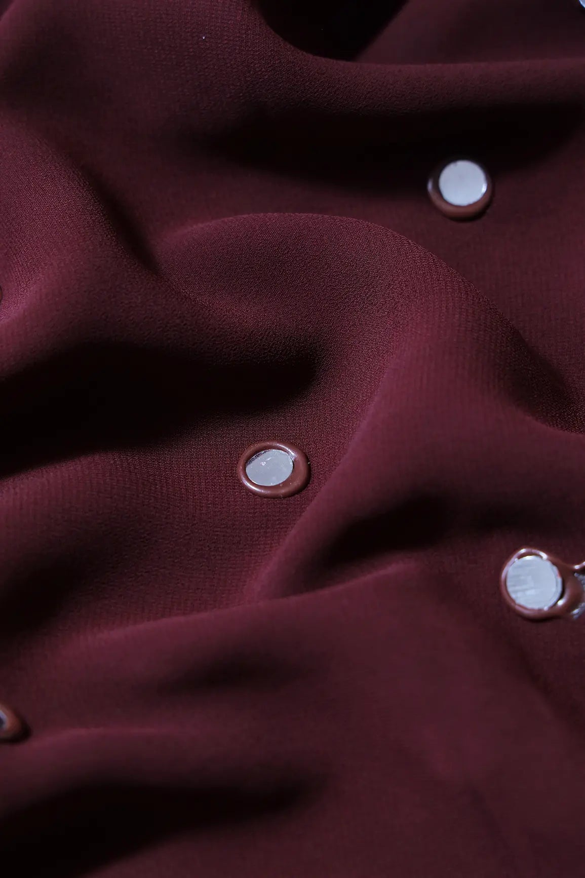 Beautiful Real Mirror Embroidery Work On Maroon Georgette Fabric