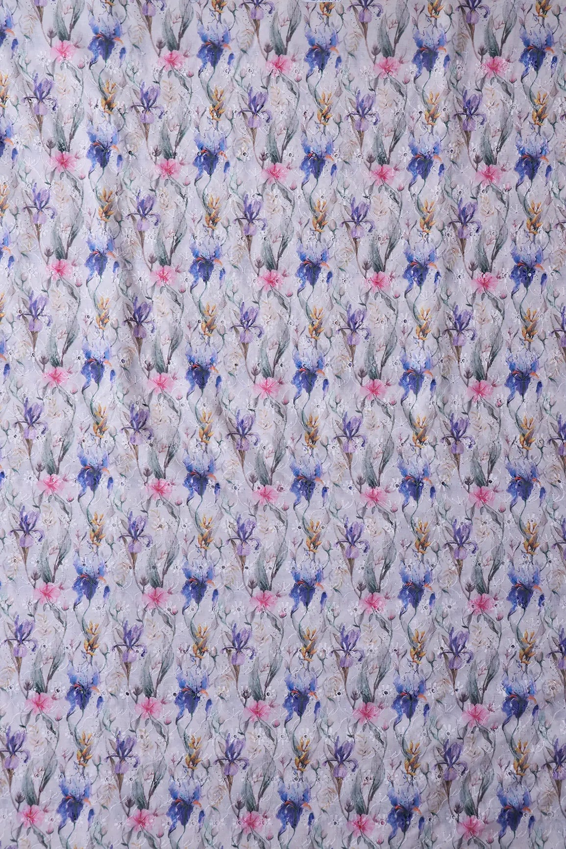Floral Digital Print On Hakoba Cotton Embroidery Fabric
