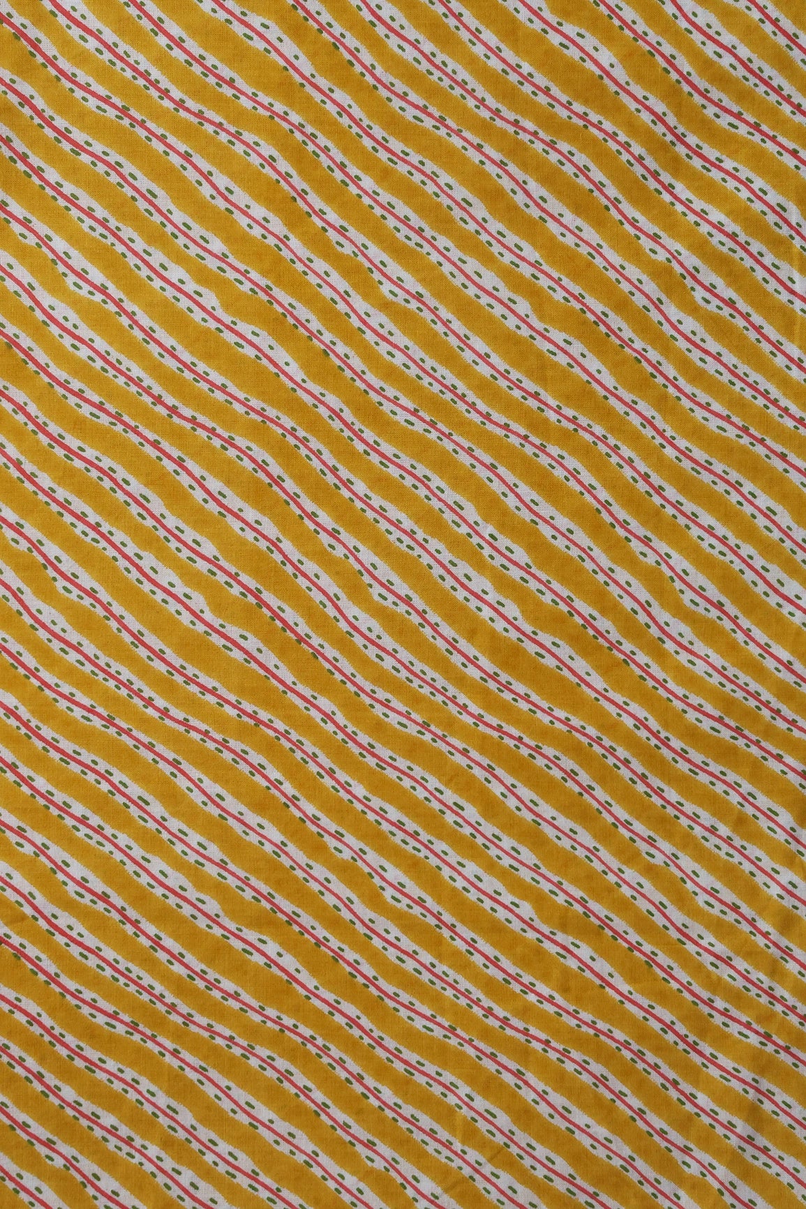 Yellow And White Stripes Print On Pure Cotton Fabric
