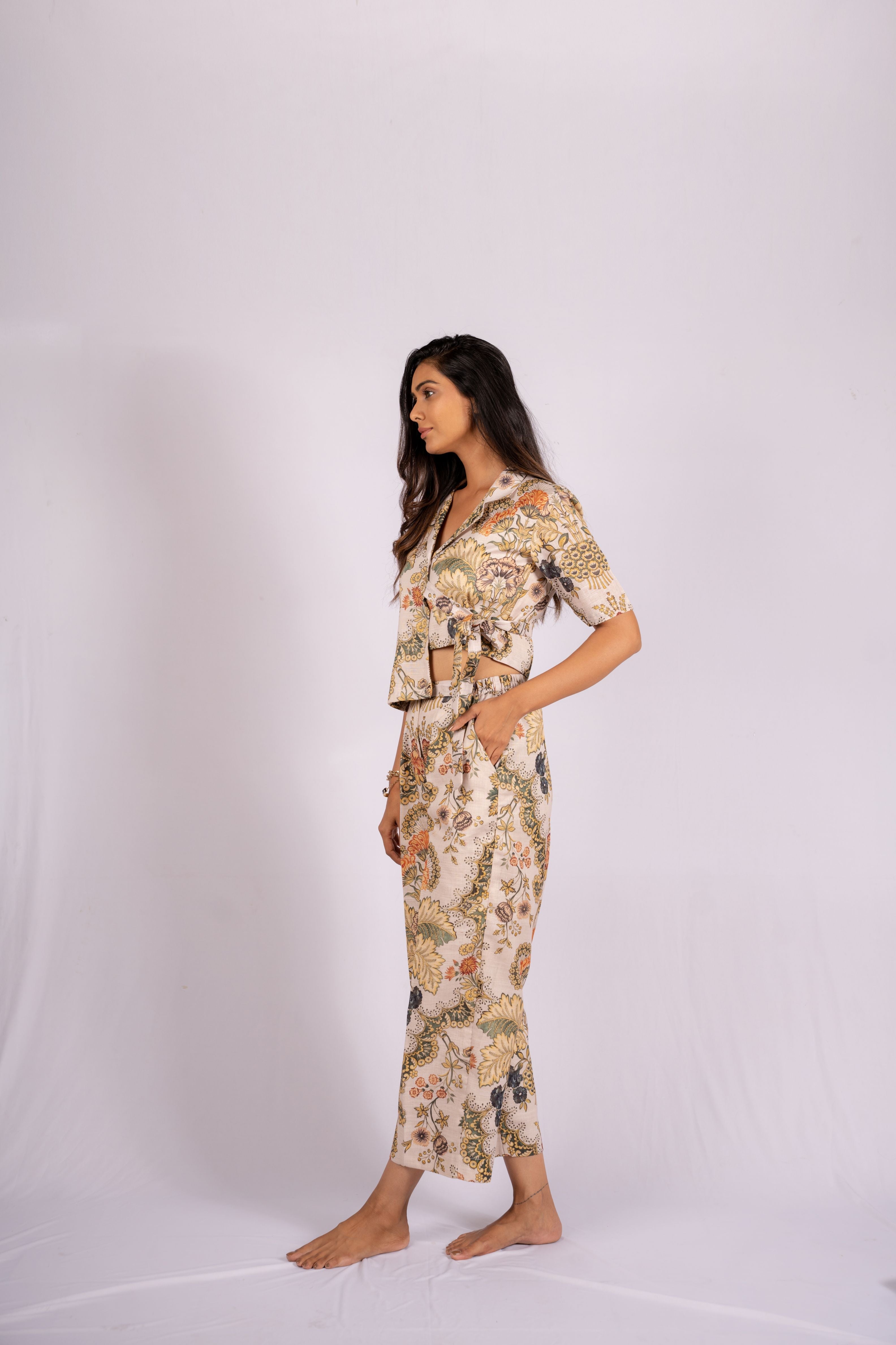 Elixir Floral Cream Linen Co-ord Set