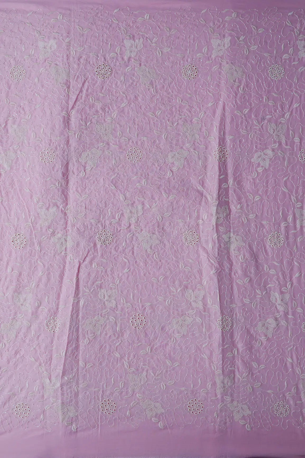Heavy Boring Work With Beads Embroidery Design On Pink Pure Mul Cotton Fabric