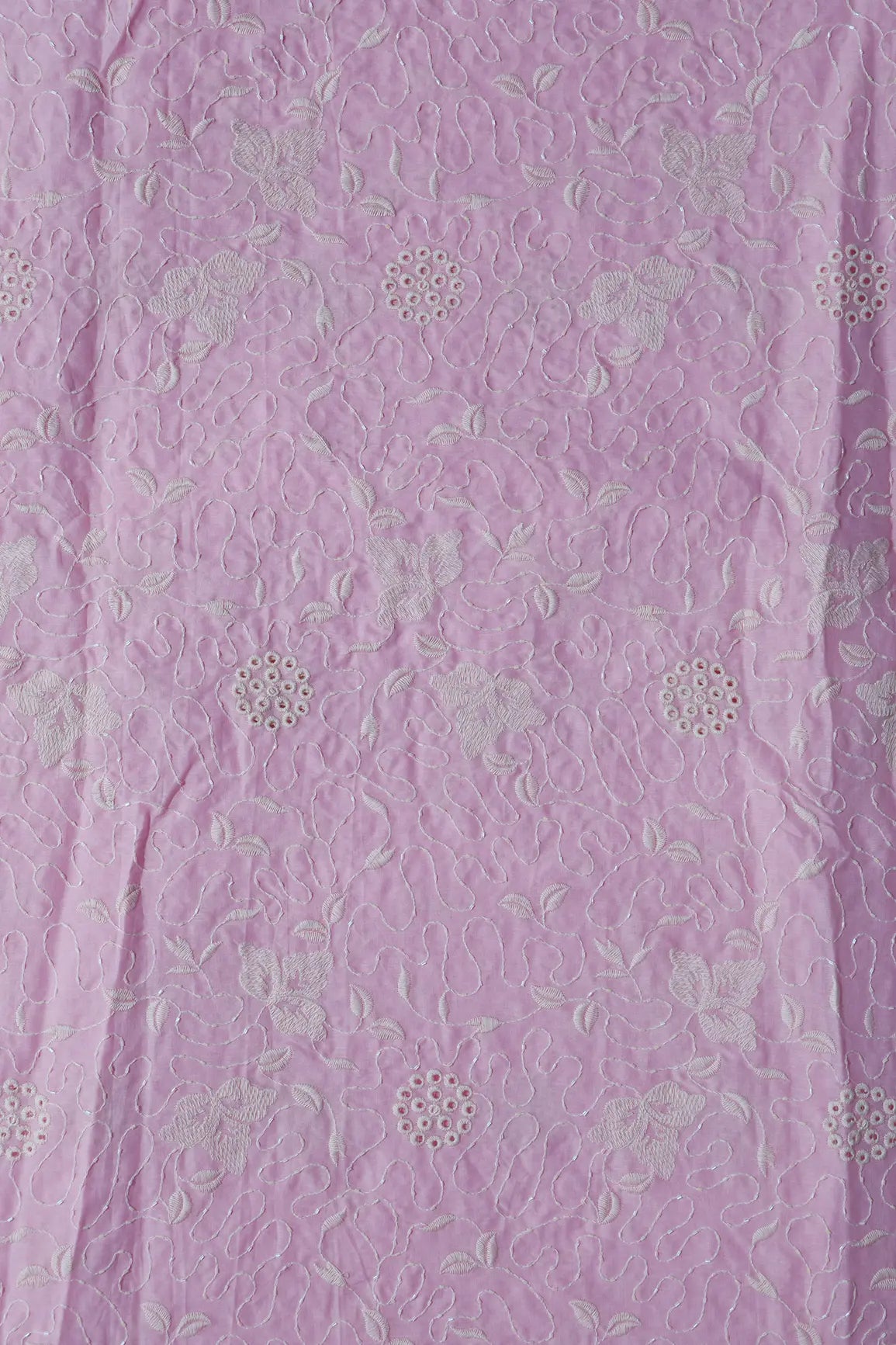Heavy Boring Work With Beads Embroidery Design On Pink Pure Mul Cotton Fabric
