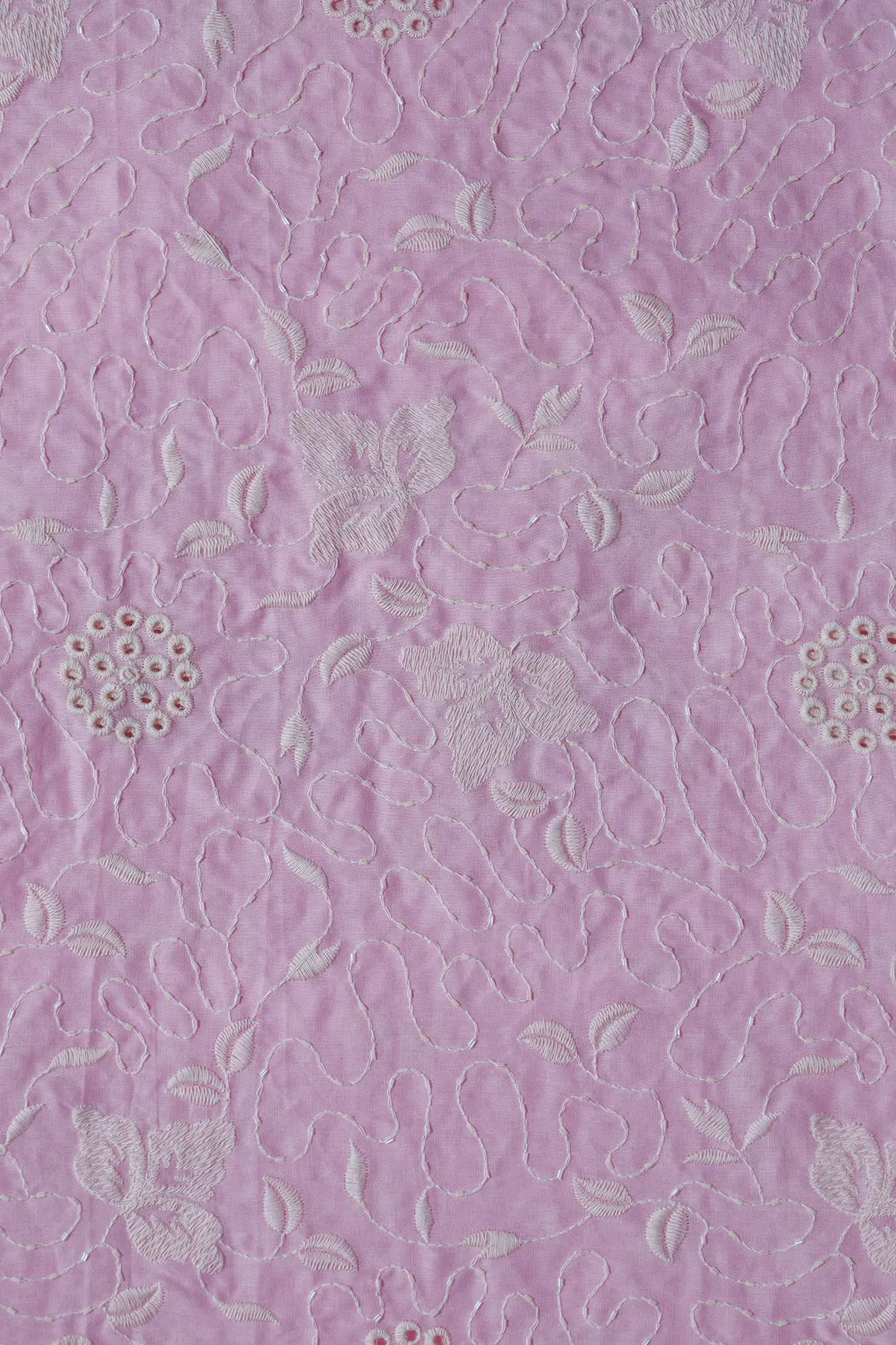 Heavy Boring Work With Beads Embroidery Design On Pink Pure Mul Cotton Fabric