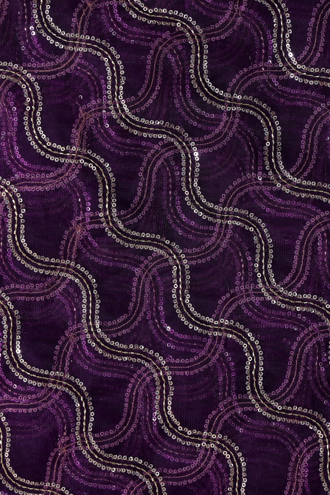 Leheriya Embroidery Work With Sequins And Beads On Purple Soft Net Fabric