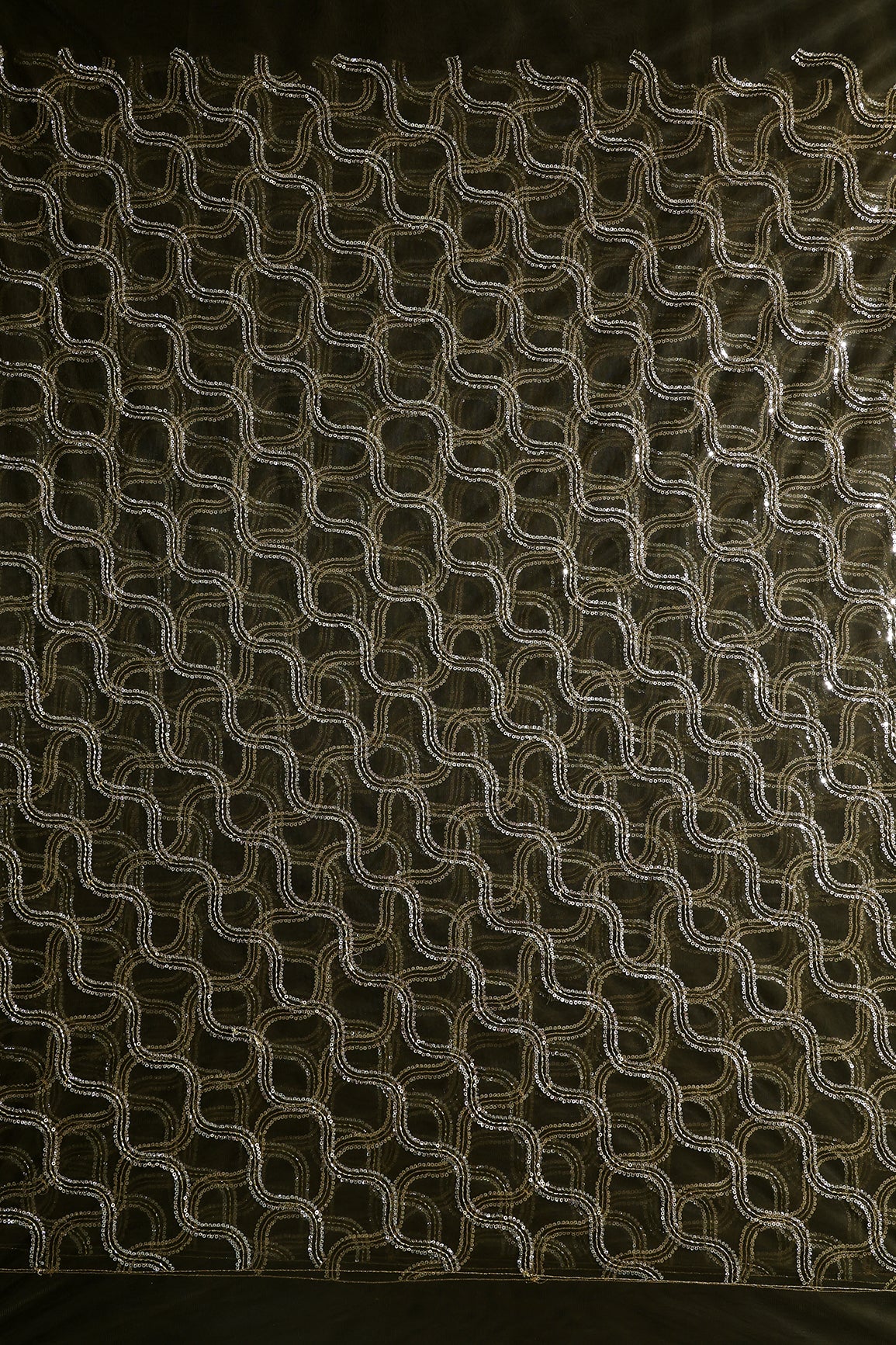 Leheriya Embroidery Work With Sequins And Beads On Mehndi Green Soft Net Fabric