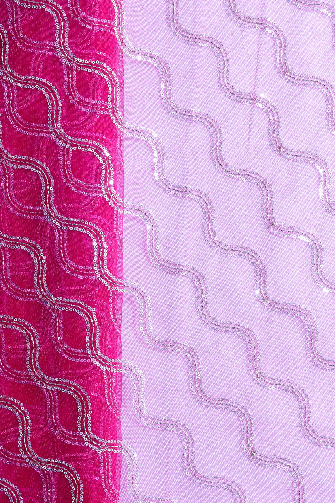 Leheriya Embroidery Work With Sequins And Beads On Rani Soft Net Fabric