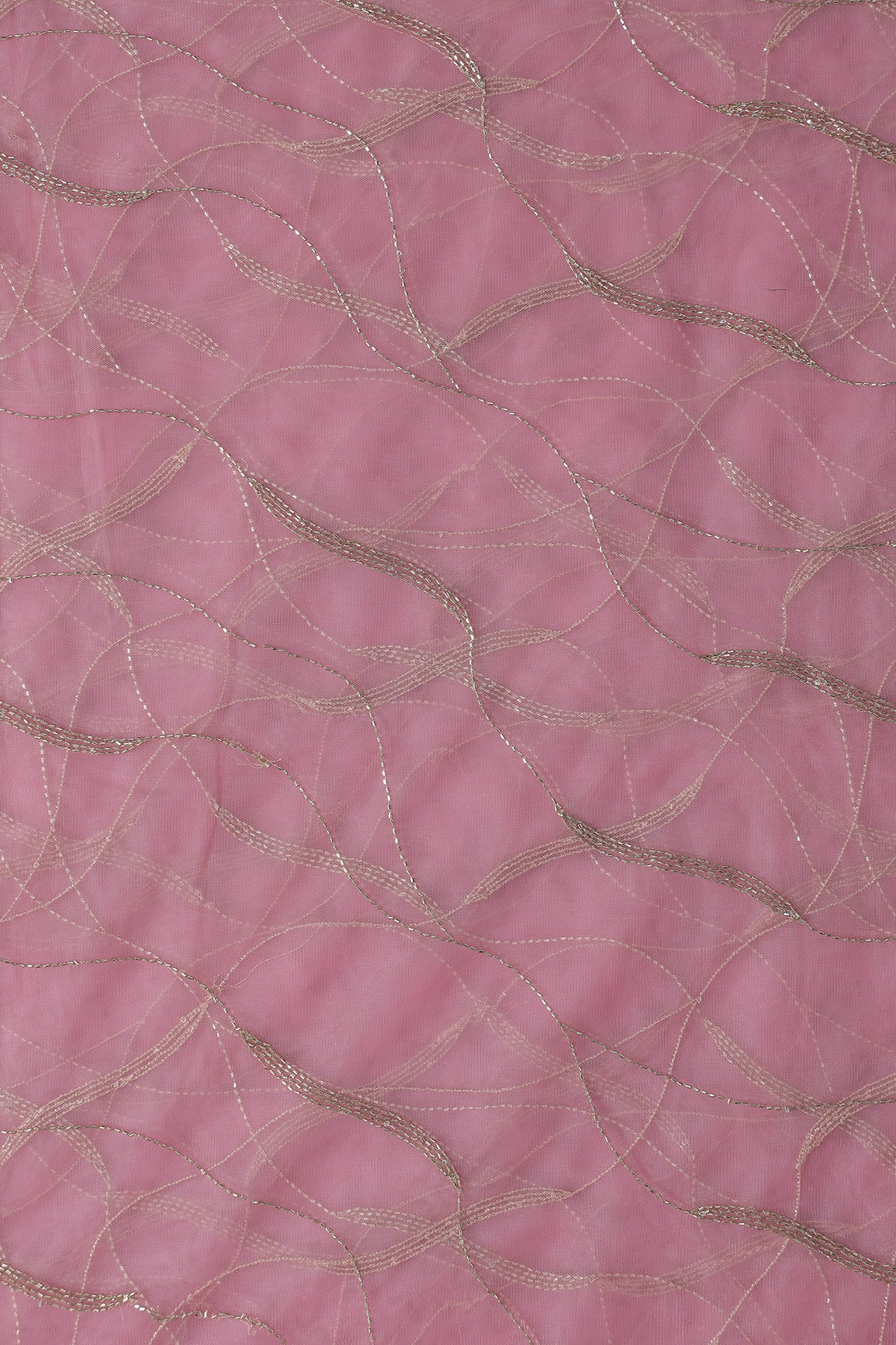 Leheriya Embroidery Work With Sequins And Beads On Pink Soft Net Fabric