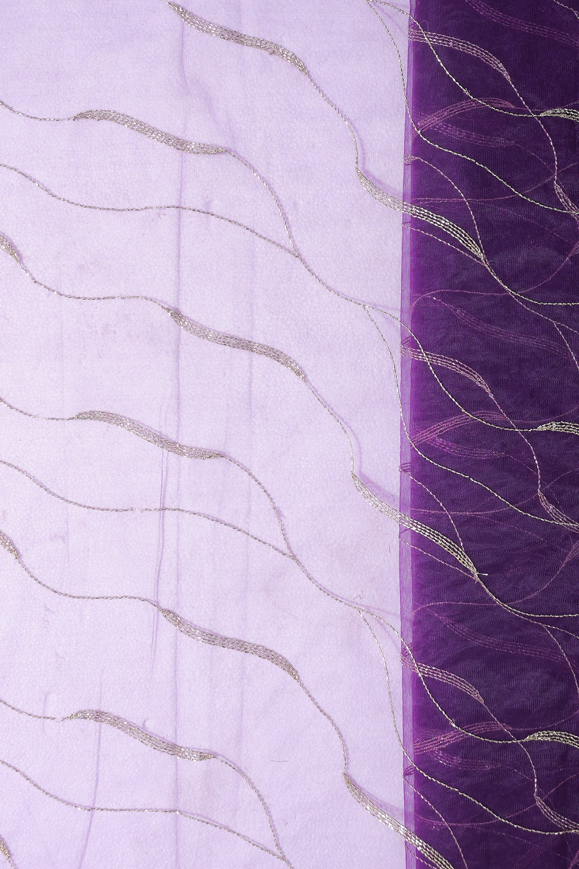 Leheriya Embroidery Work With Sequins And Beads On Purple Soft Net Fabric