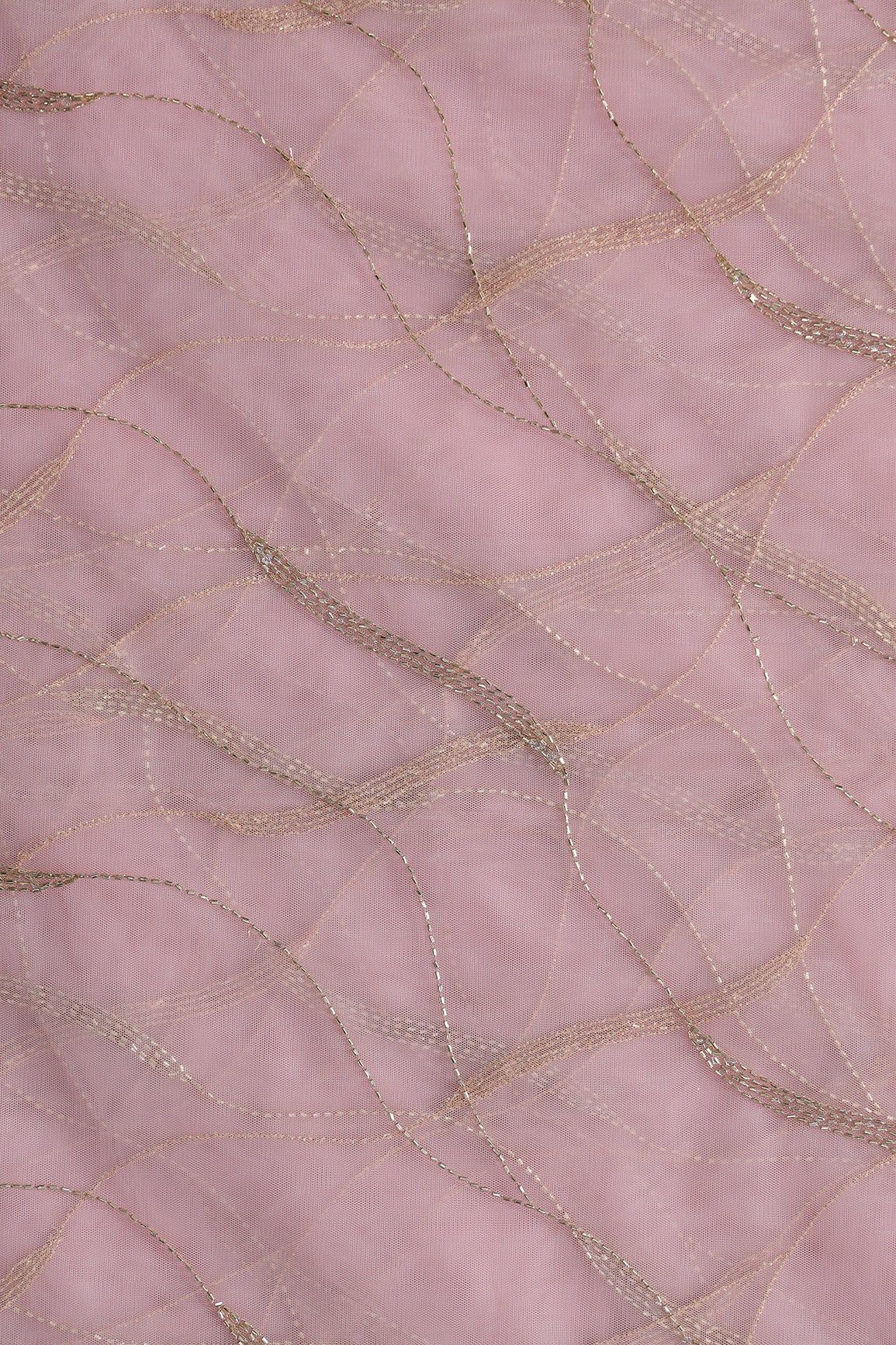 Leheriya Embroidery Work With Sequins And Beads On Peach Soft Net Fabric
