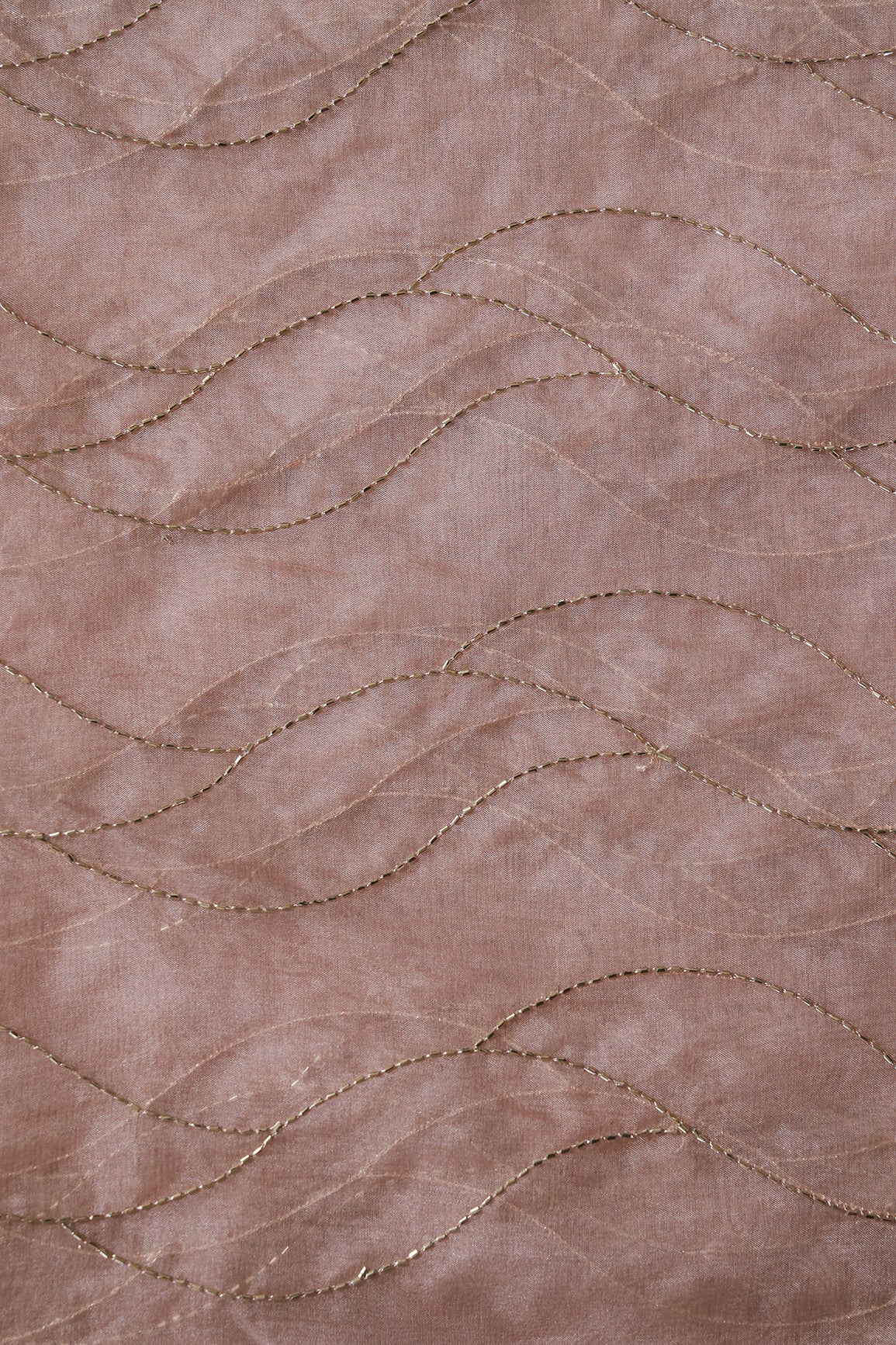 Cut Dana Beads Wonderful Wavy Embroidery On Beige Organza Fabric