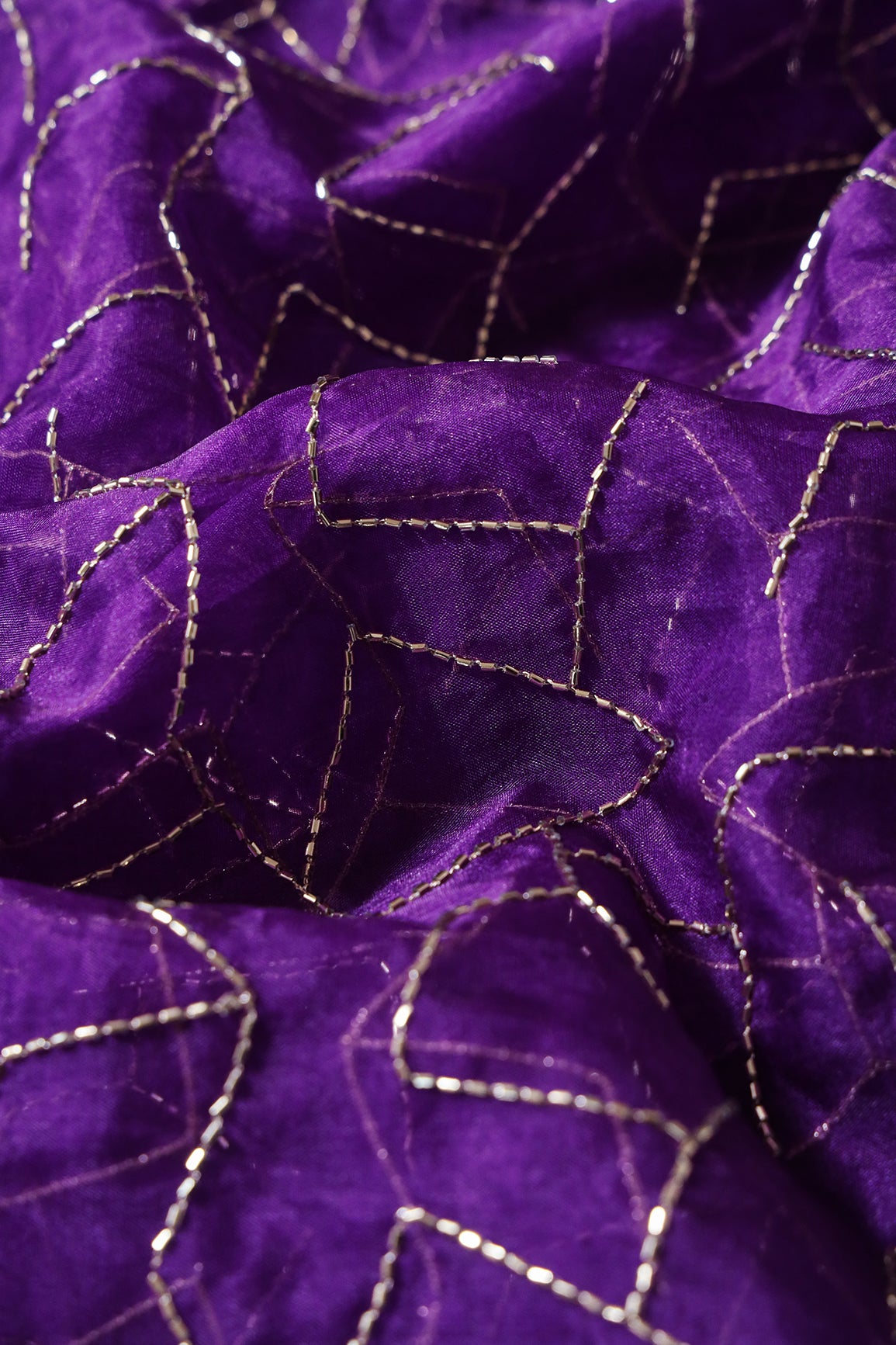 Purple Cut Dana Beads Abstract Embroidery Unstitched Suit Set (3 Piece)