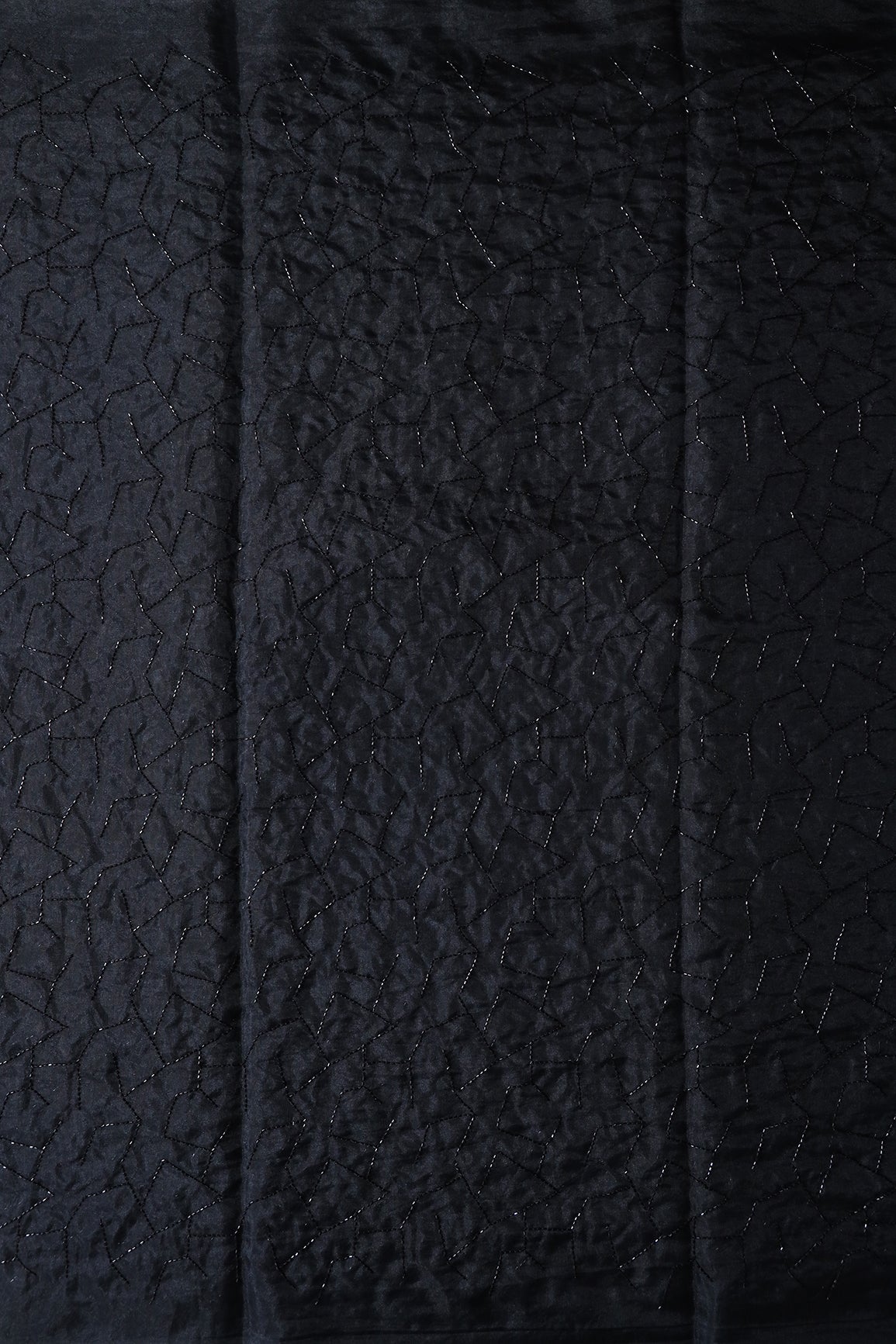 Cut Dana Beads Appealing Abstract Embroidery On Black Organza Fabric