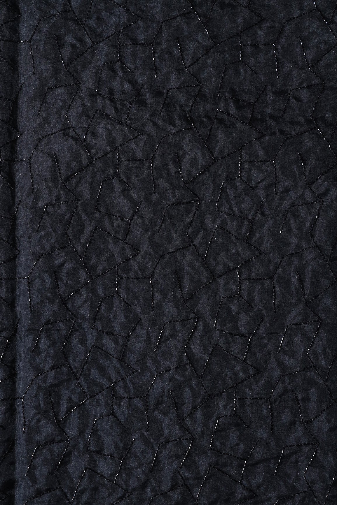 Cut Dana Beads Appealing Abstract Embroidery On Black Organza Fabric