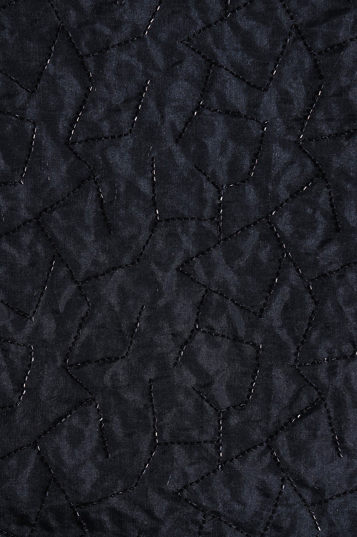 Cut Dana Beads Appealing Abstract Embroidery On Black Organza Fabric