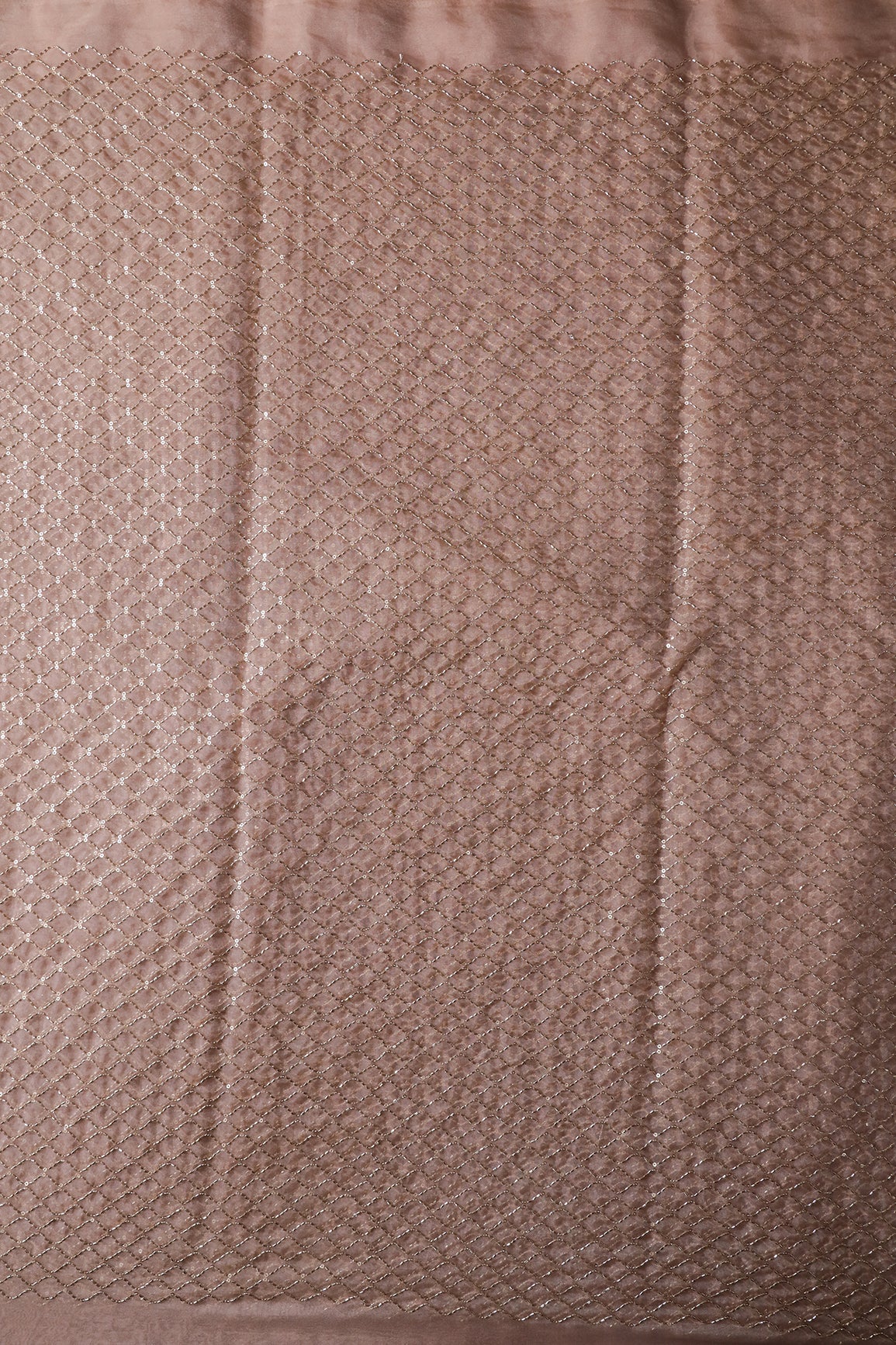 Cut Dana Beads Beautiful Ogee Embroidery On Beige Organza Fabric