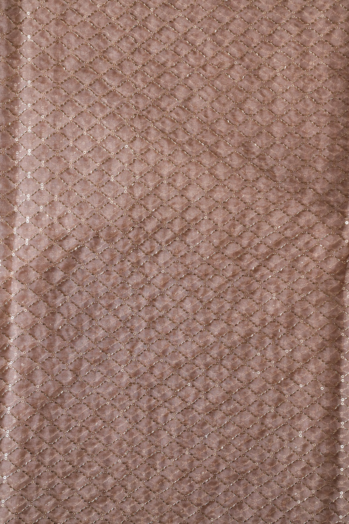 Cut Dana Beads Beautiful Ogee Embroidery On Beige Organza Fabric