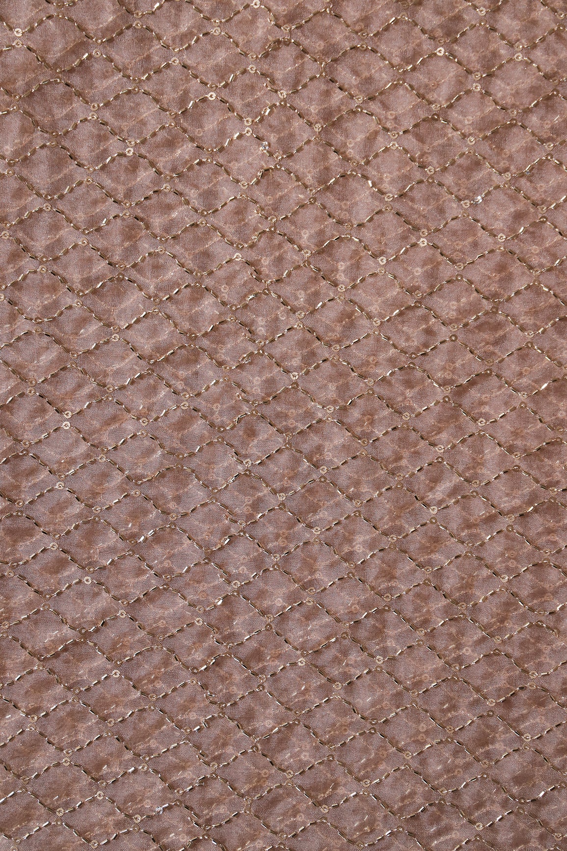 Cut Dana Beads Beautiful Ogee Embroidery On Beige Organza Fabric