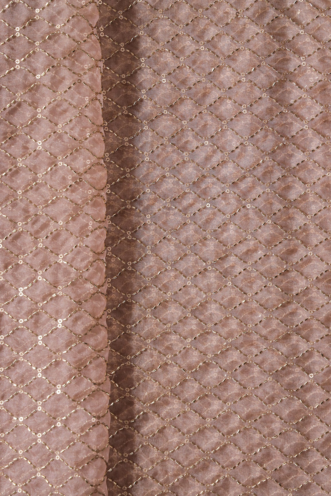 Cut Dana Beads Beautiful Ogee Embroidery On Beige Organza Fabric