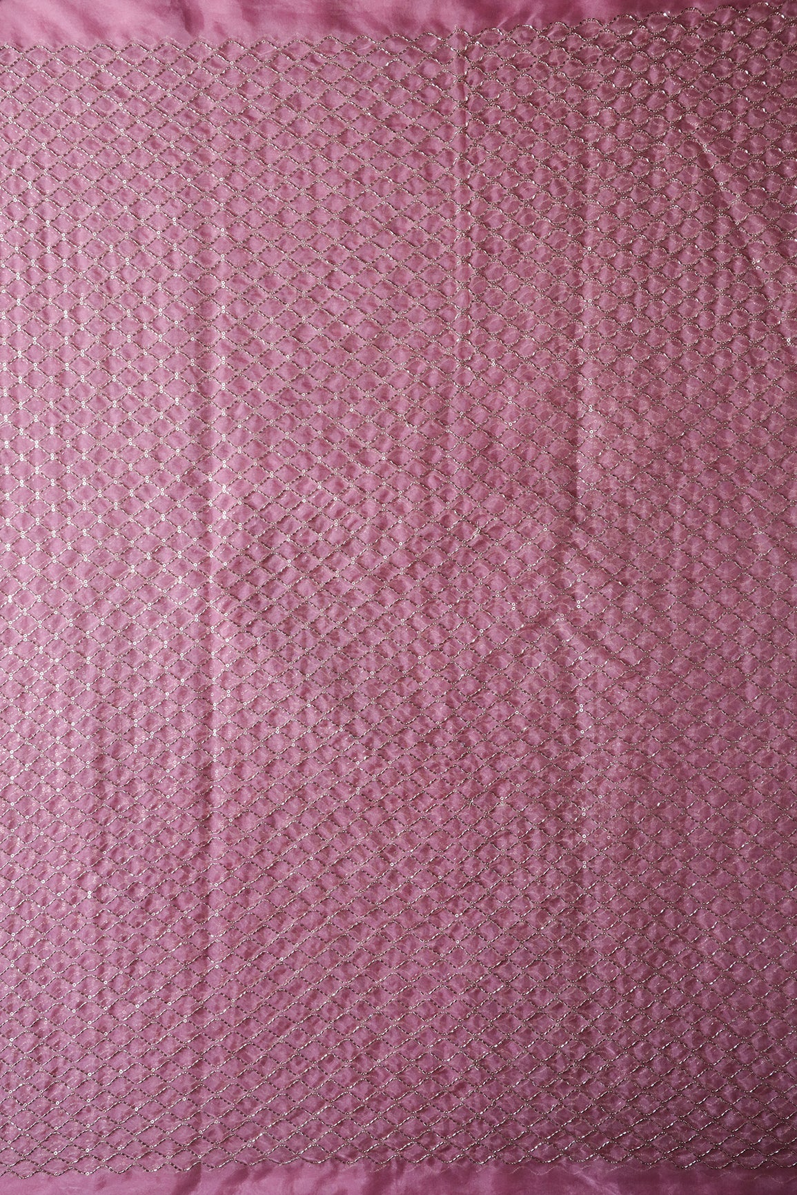Cut Dana Beads Beautiful Ogee Embroidery On Gajri Pink Organza Fabric