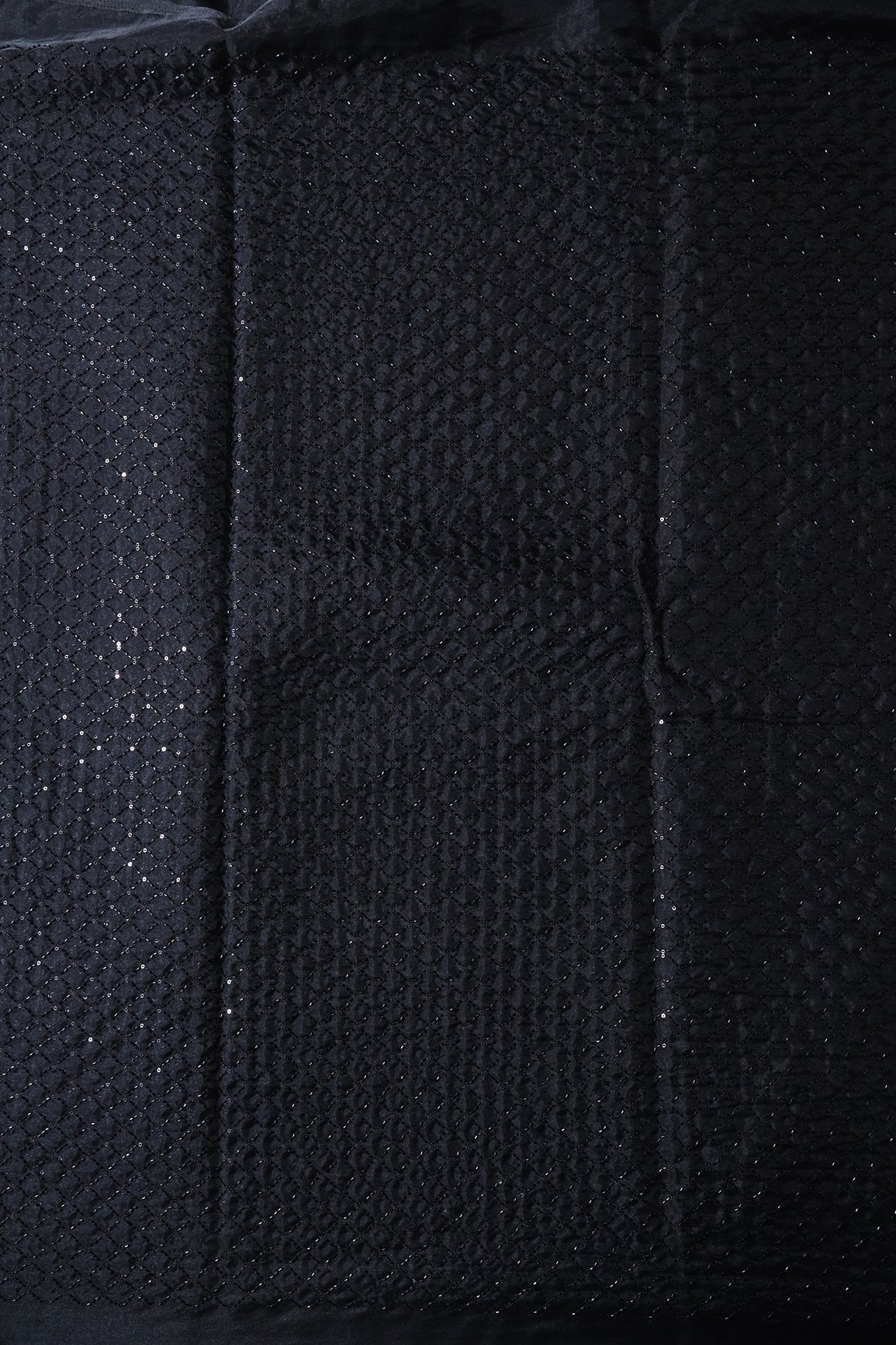 Cut Dana Beads Beautiful Ogee Embroidery On Black Organza Fabric