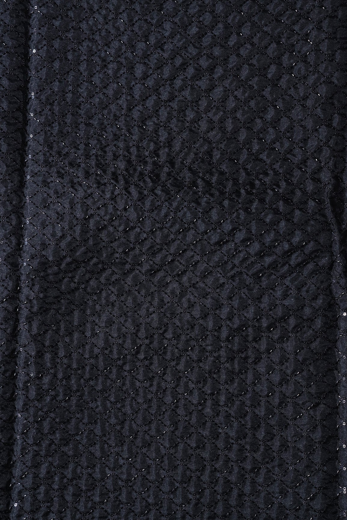 Cut Dana Beads Beautiful Ogee Embroidery On Black Organza Fabric