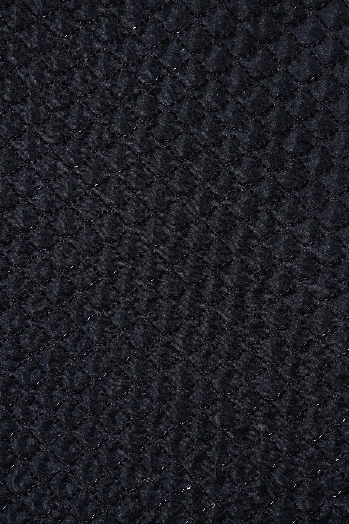 Cut Dana Beads Beautiful Ogee Embroidery On Black Organza Fabric