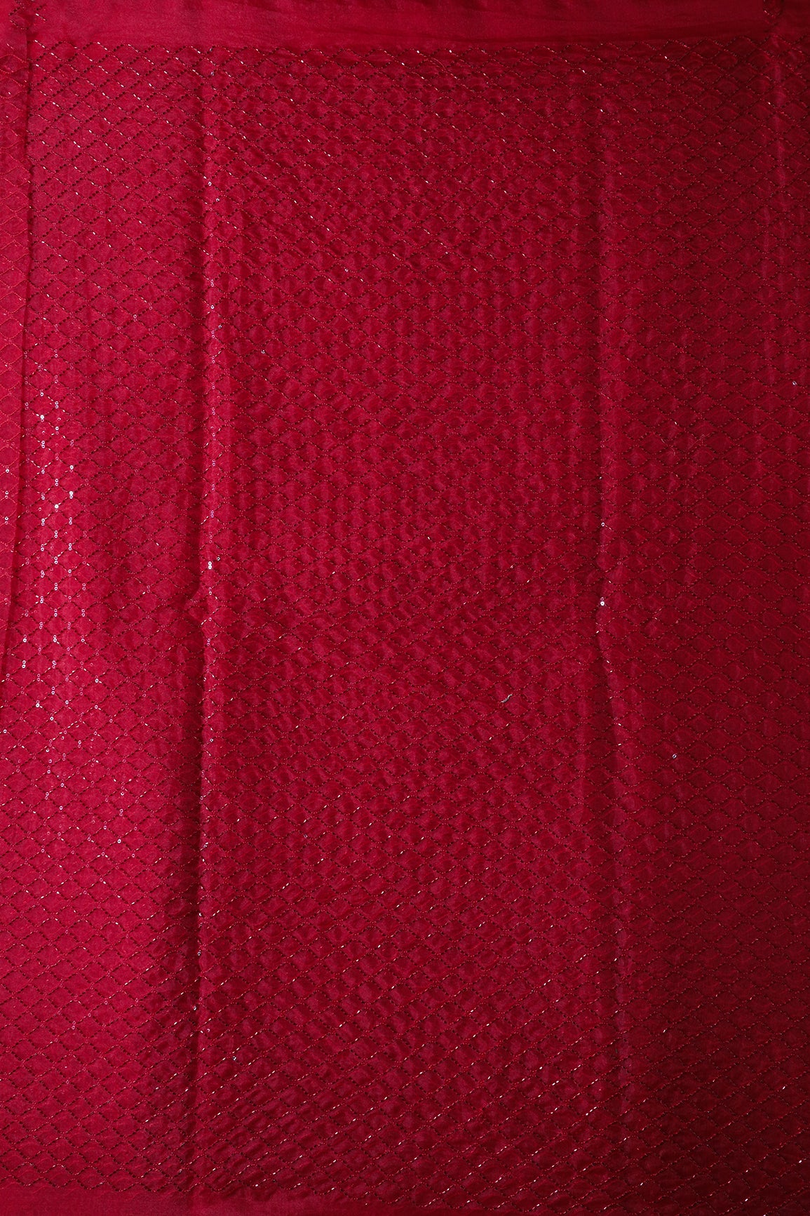Cut Dana Beads Beautiful Ogee Embroidery On Red Organza Fabric
