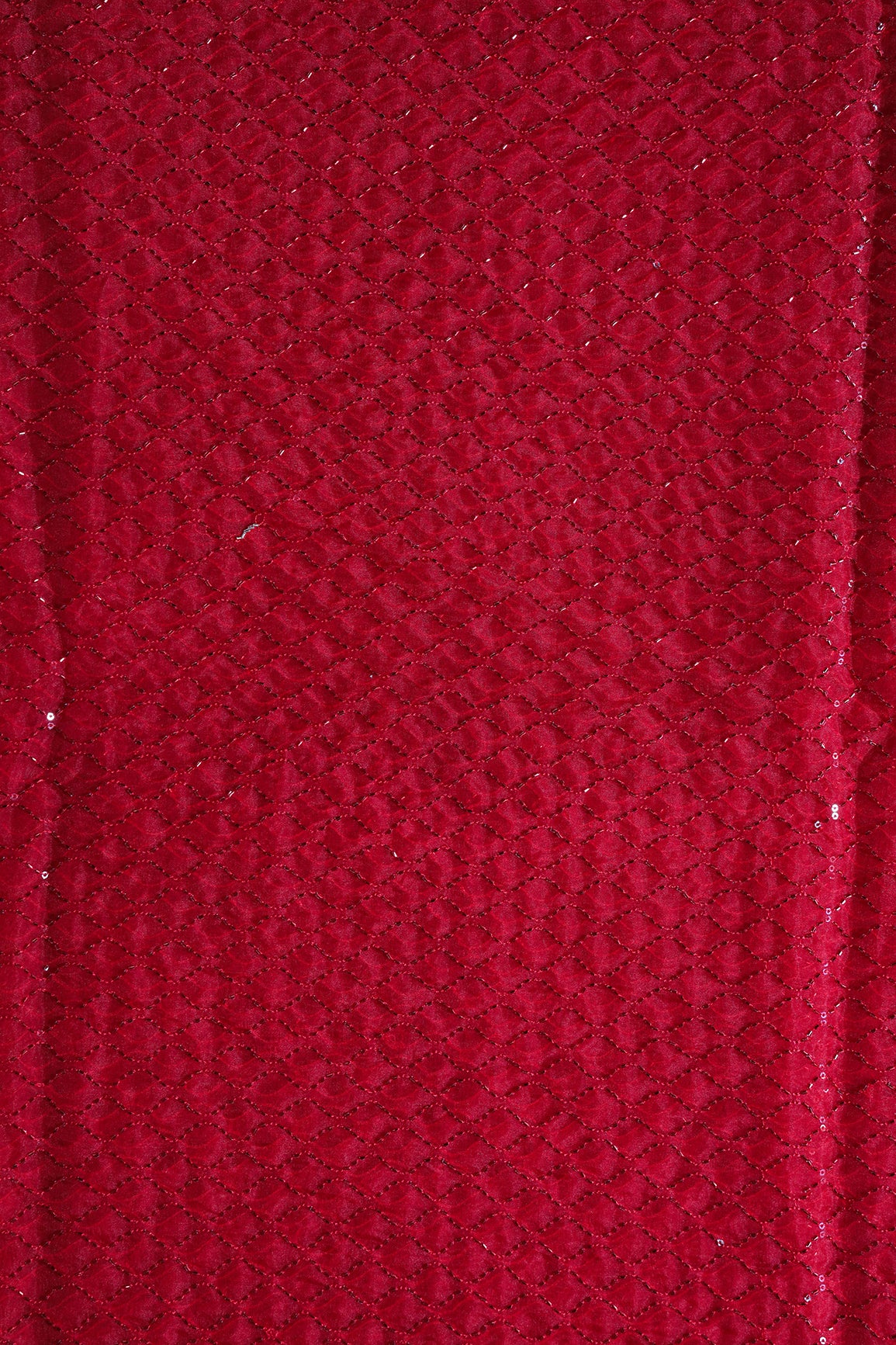 Cut Dana Beads Beautiful Ogee Embroidery On Red Organza Fabric