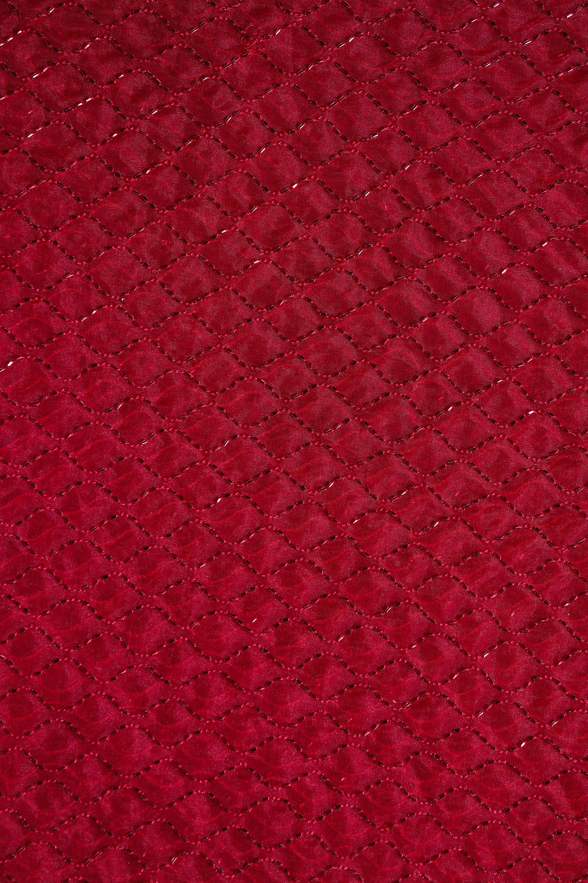 Cut Dana Beads Beautiful Ogee Embroidery On Red Organza Fabric