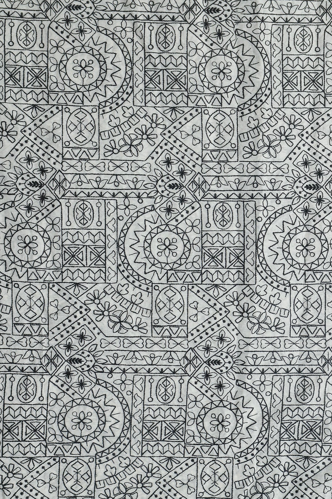 Traditional Embroidery Work On Off White Pure Cotton Fabric