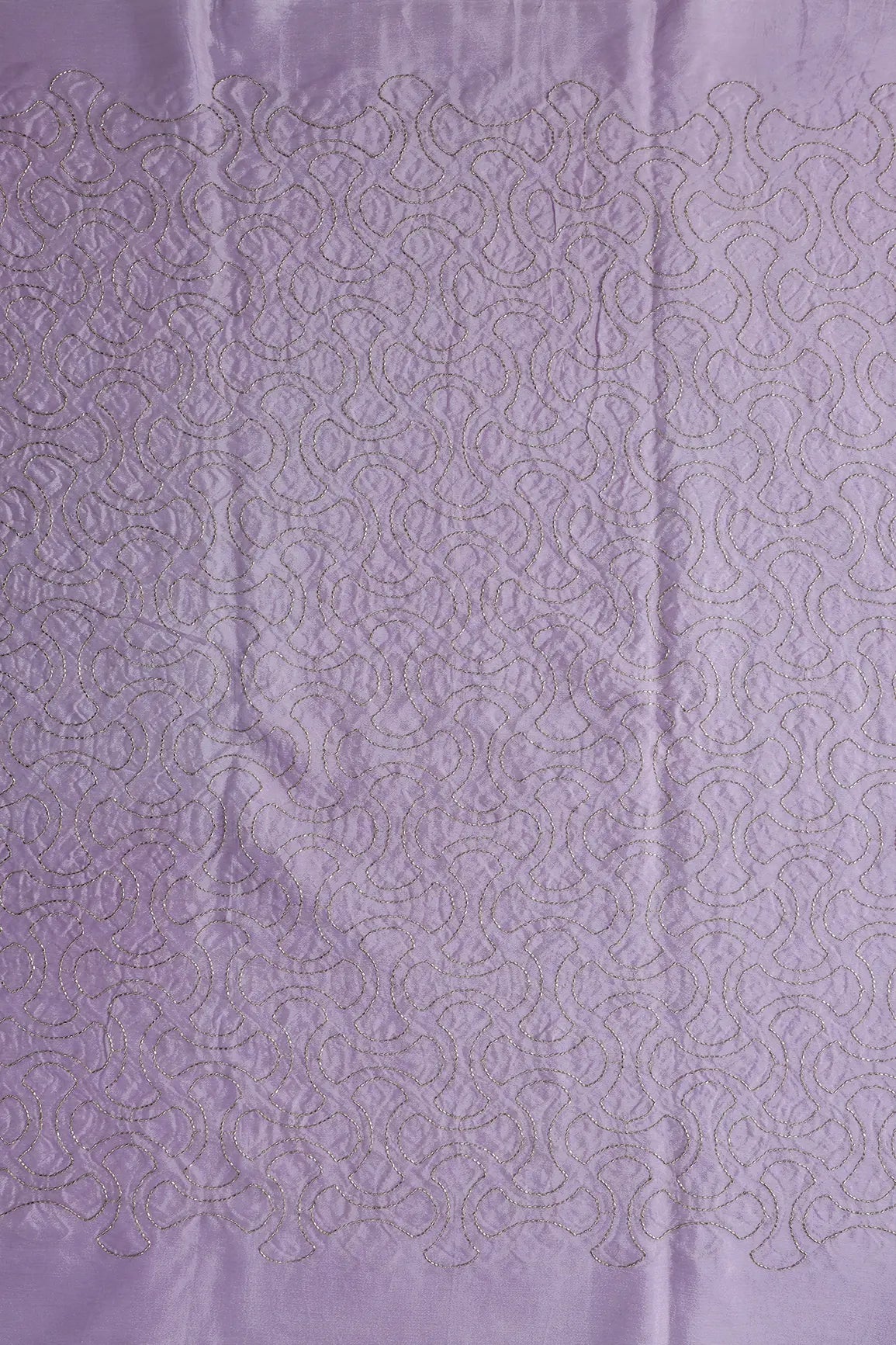 Cut Dana Beads Appealing Abstract Embroidery Work On Lilac Chinnon Chiffon Fabric