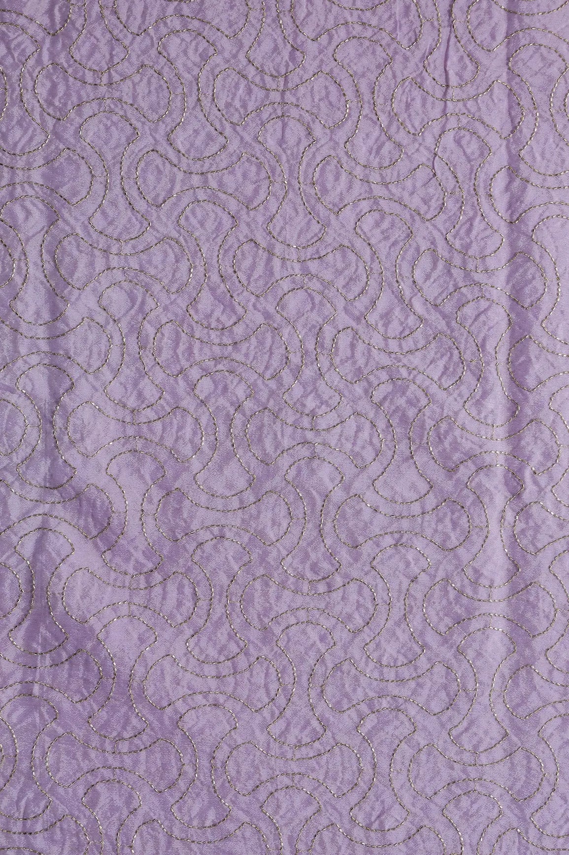 Cut Dana Beads Appealing Abstract Embroidery Work On Lilac Chinnon Chiffon Fabric
