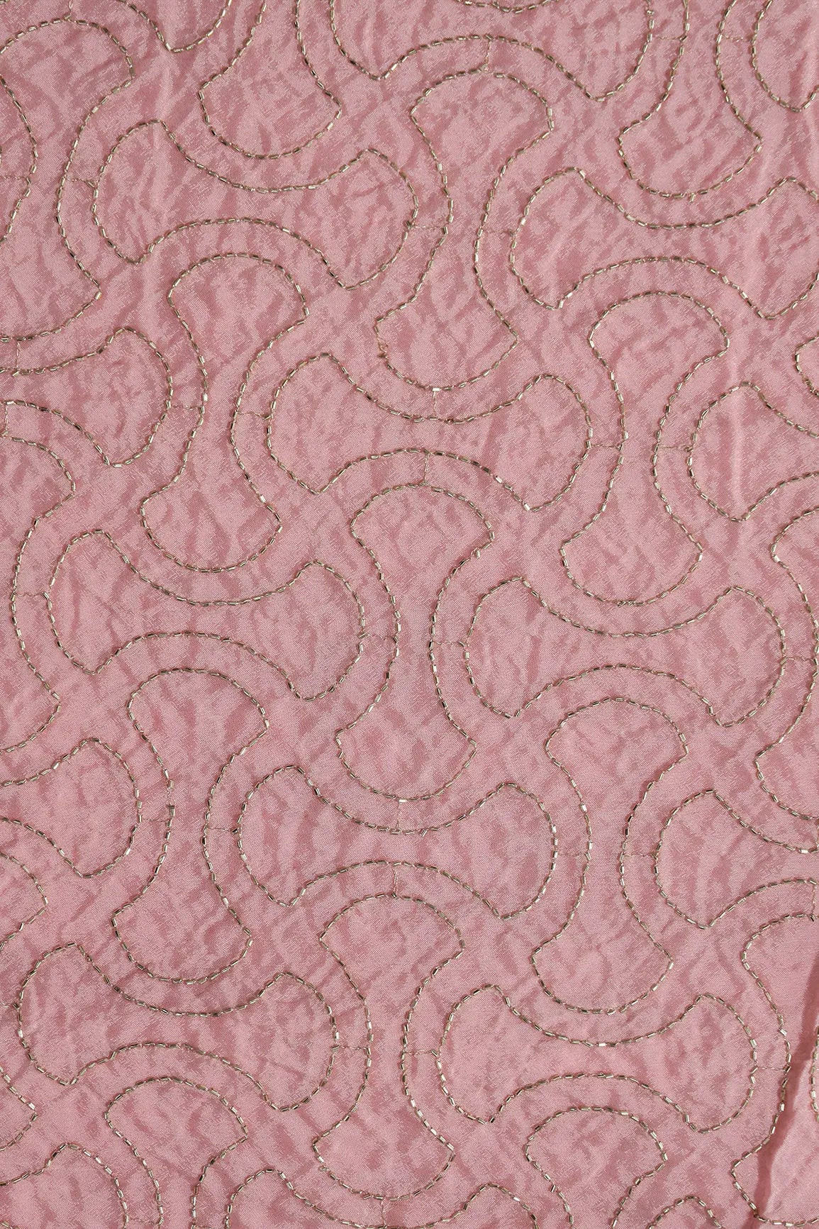 Cut Dana Beads Appealing Abstract Embroidery Work On Baby Pink Chinnon Chiffon Fabric