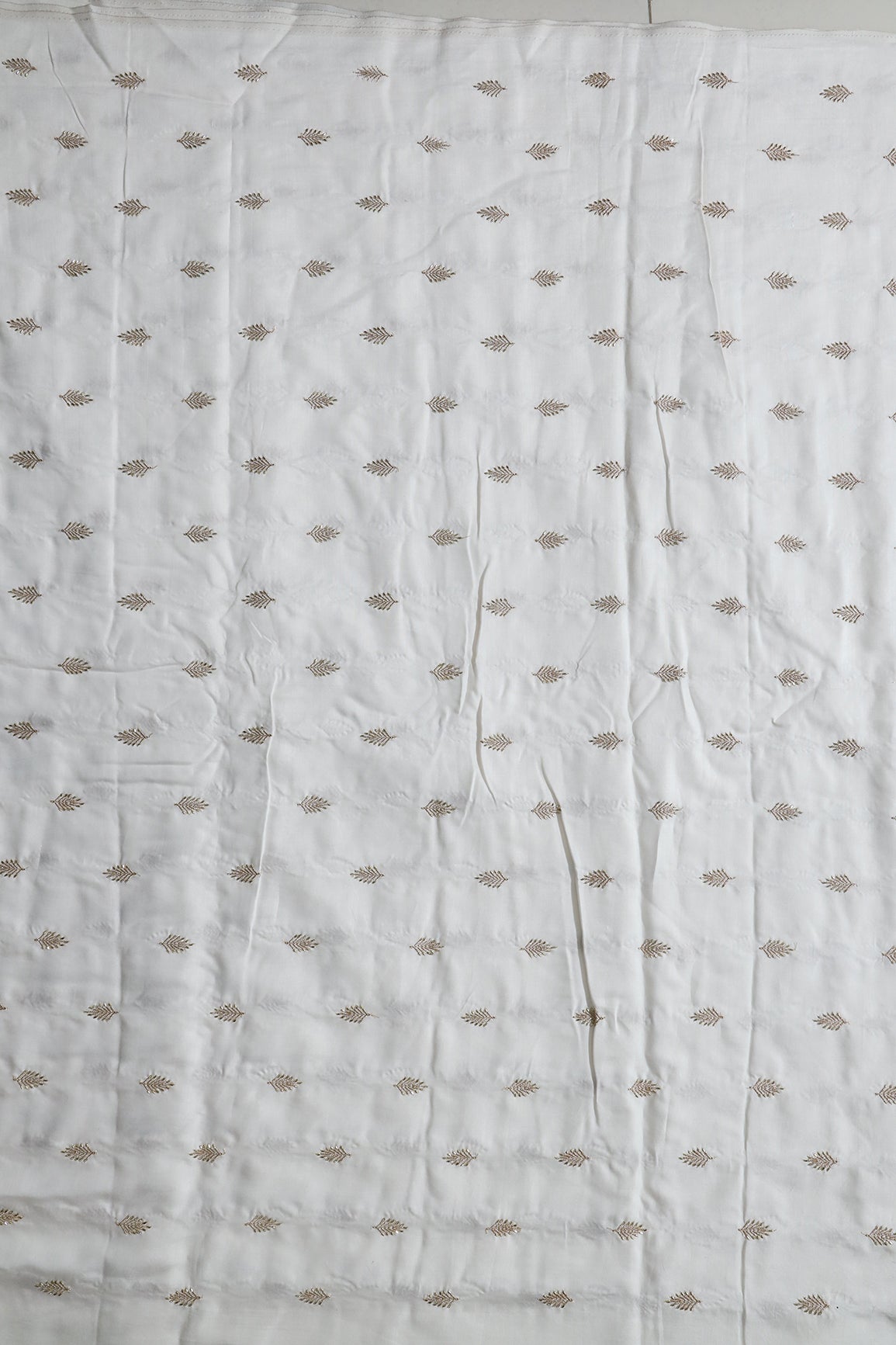 Beads Work With Zari Leafy Floral Embroidery On Pure Dyeable Tussar Silk Fabric
