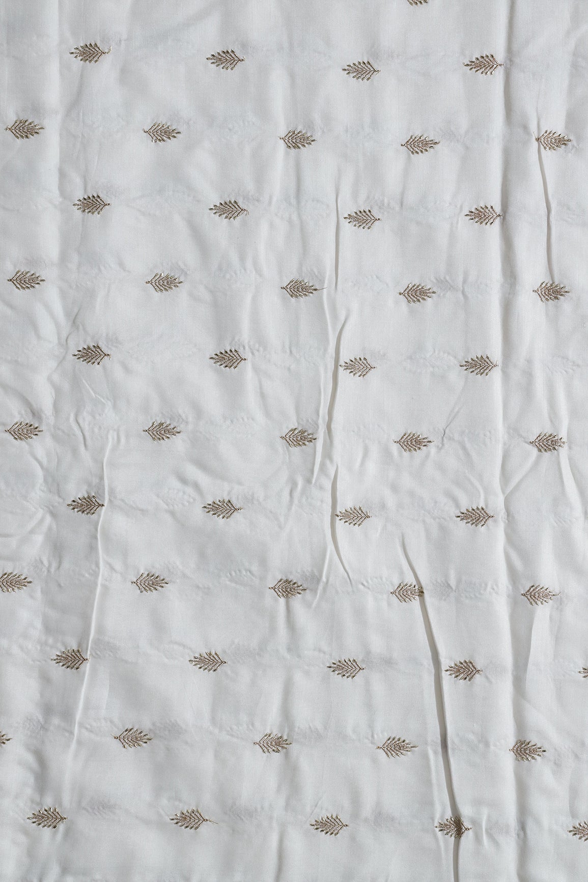 Beads Work With Zari Leafy Floral Embroidery On Pure Dyeable Tussar Silk Fabric