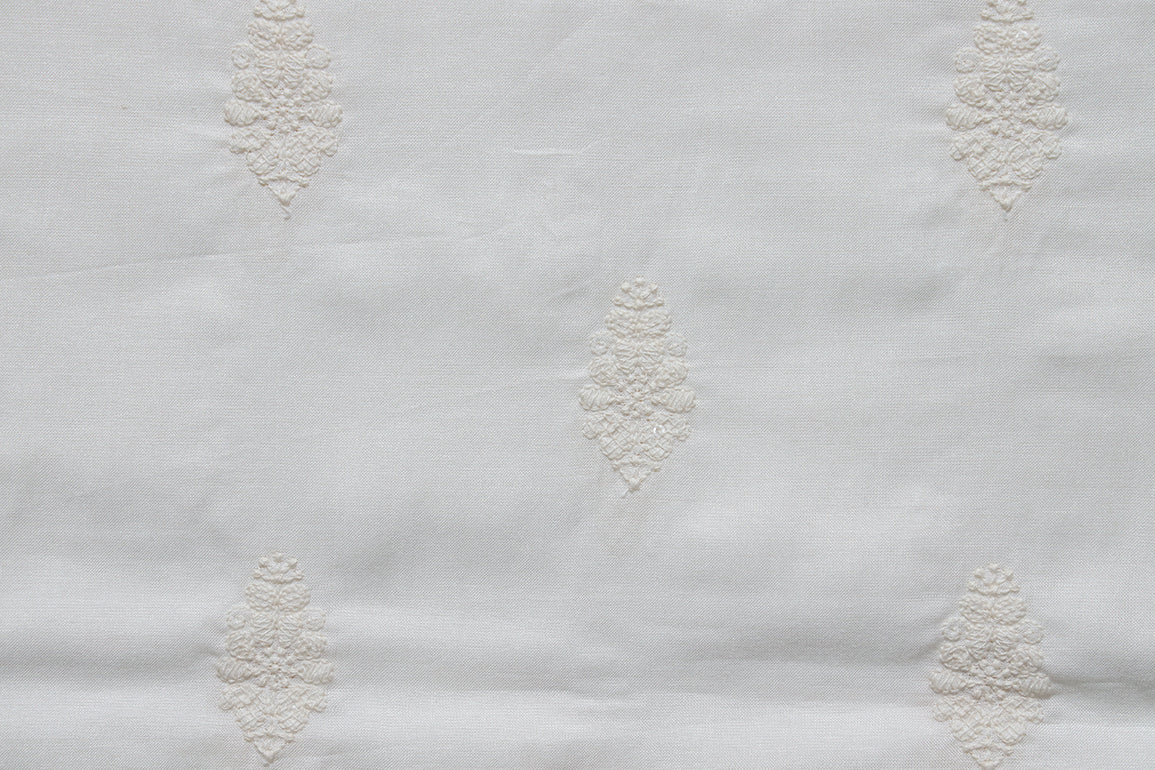 Dyeable Floral Thread Embroidery Work On Pure Dyeable Tussar Silk Fabric
