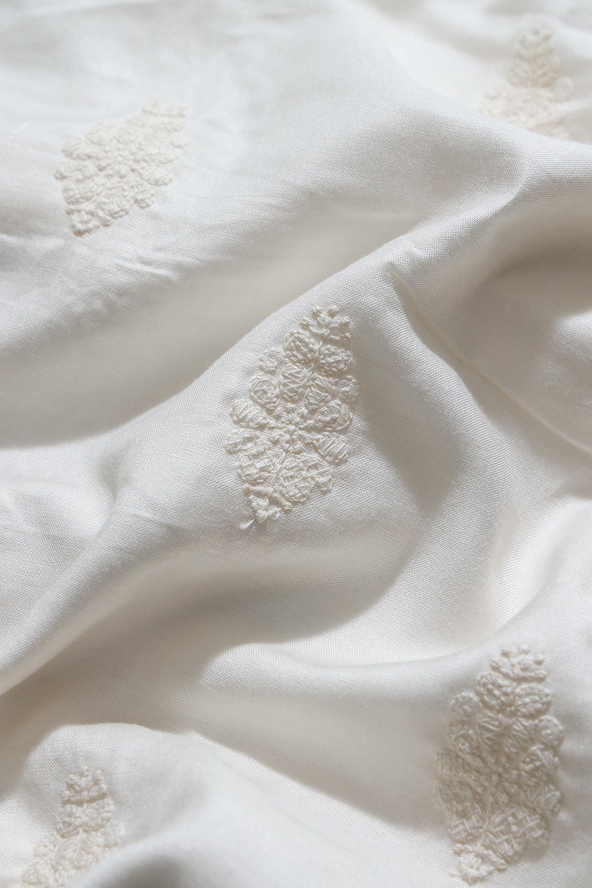Dyeable Floral Thread Embroidery Work On Pure Dyeable Tussar Silk Fabric