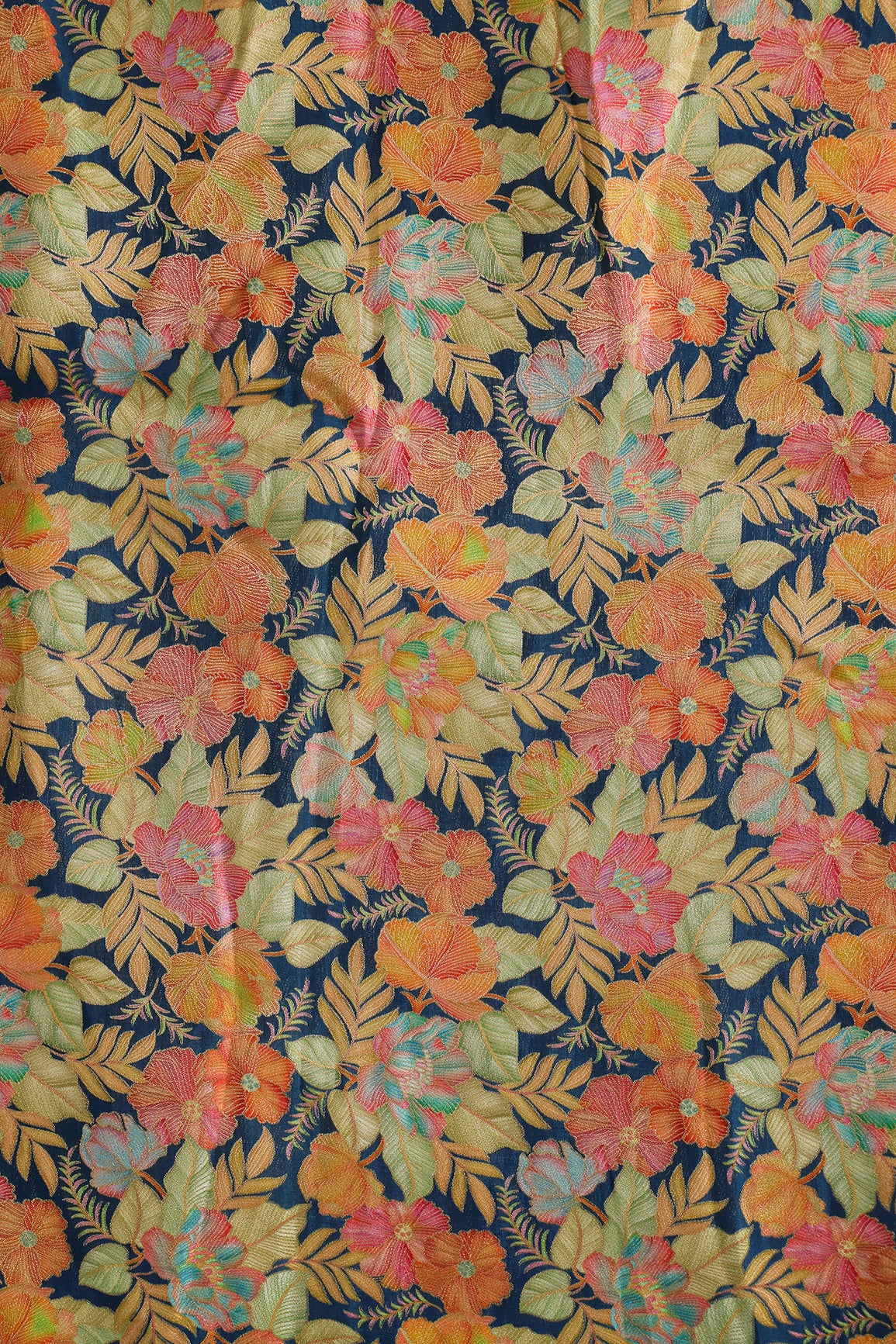 Positional Floral Print On Rama Viscose Dola Silk Jacquard Fabric