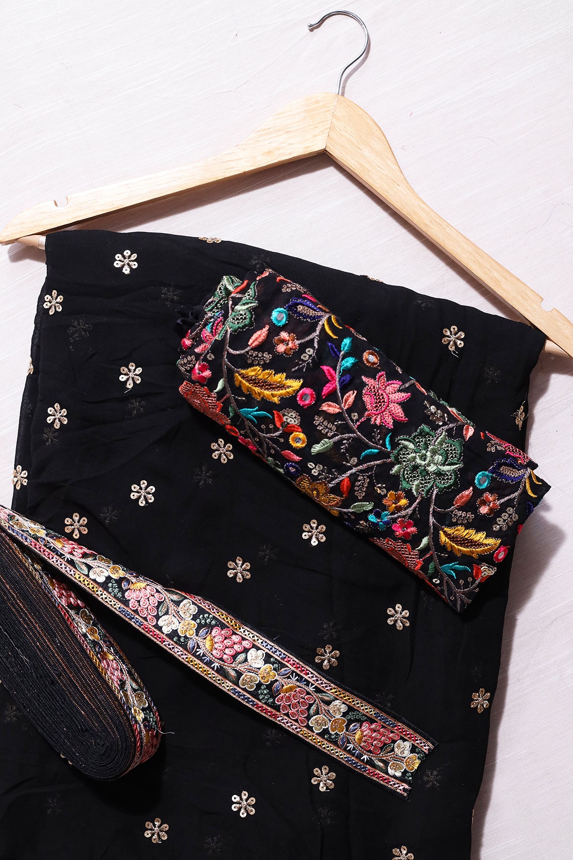 Black Saree set With Lace (2 Piece)