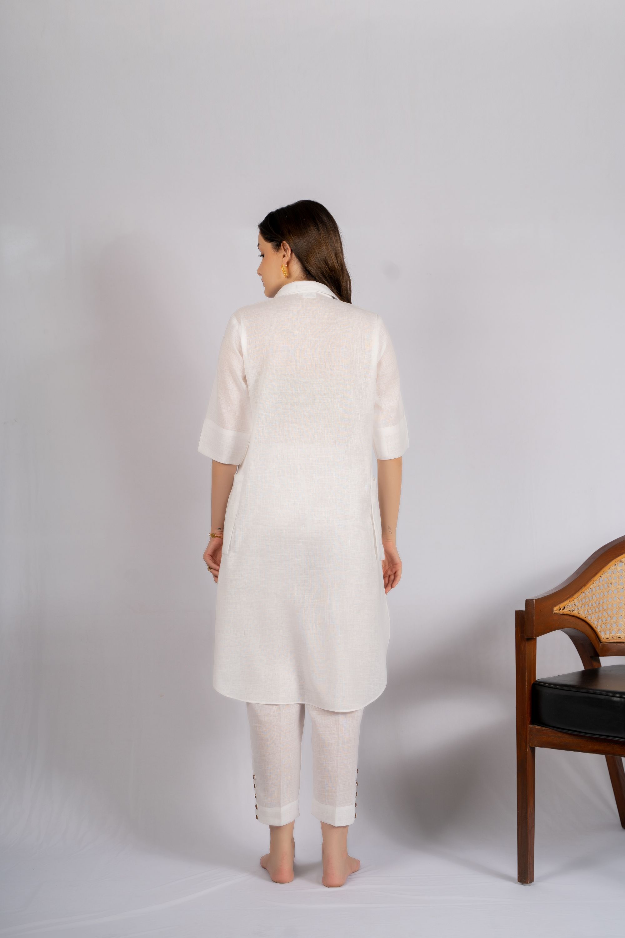 Odelia White Linen Co-ord Set