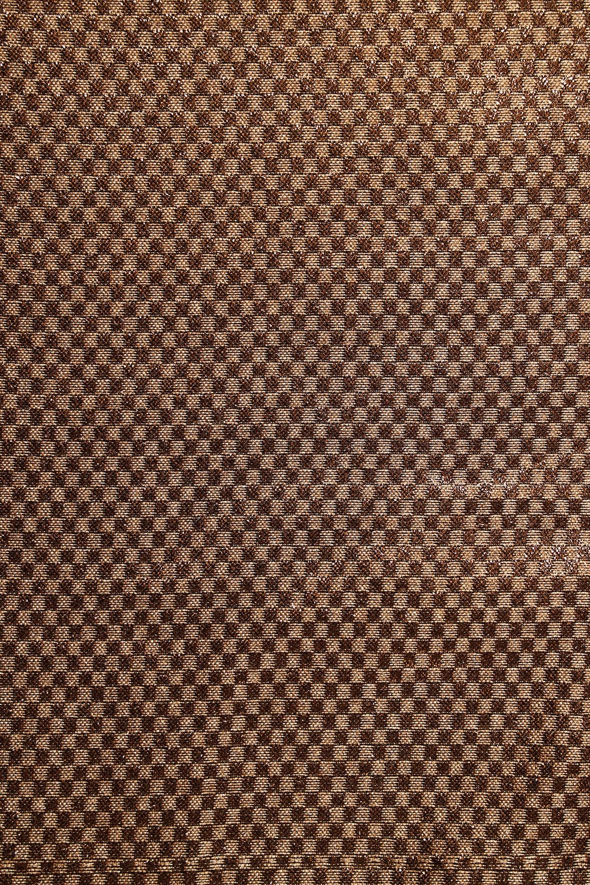 Anmol Black Copper Checks Textured Banarasi Zari Jacquard Fabric - doeraa