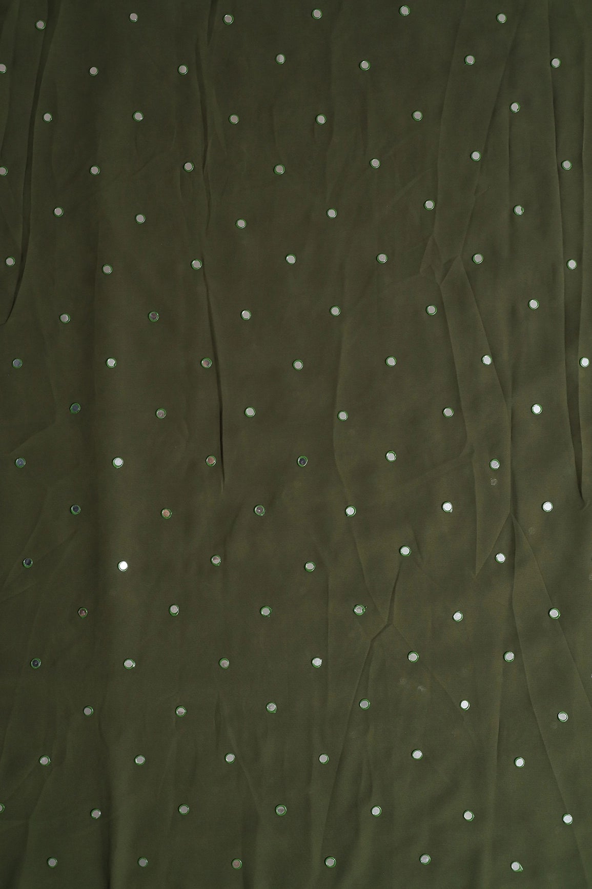 Beautiful Real Mirror Embroidery Work On Dark Olive Georgette Fabric - doeraa